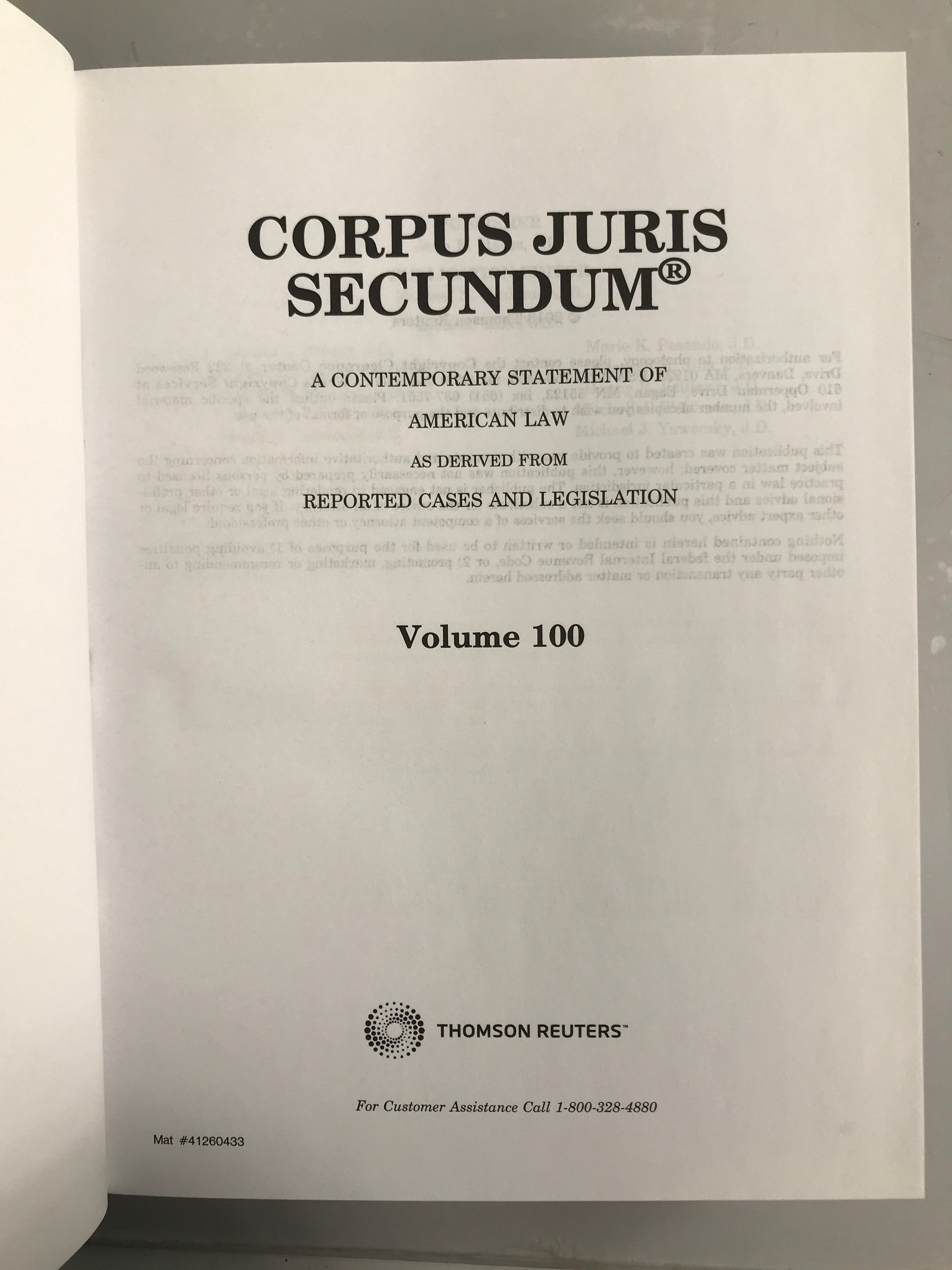 Lot of 3 Corpus Juris Secundum Volumes 99, 100, 100A 2013 HC