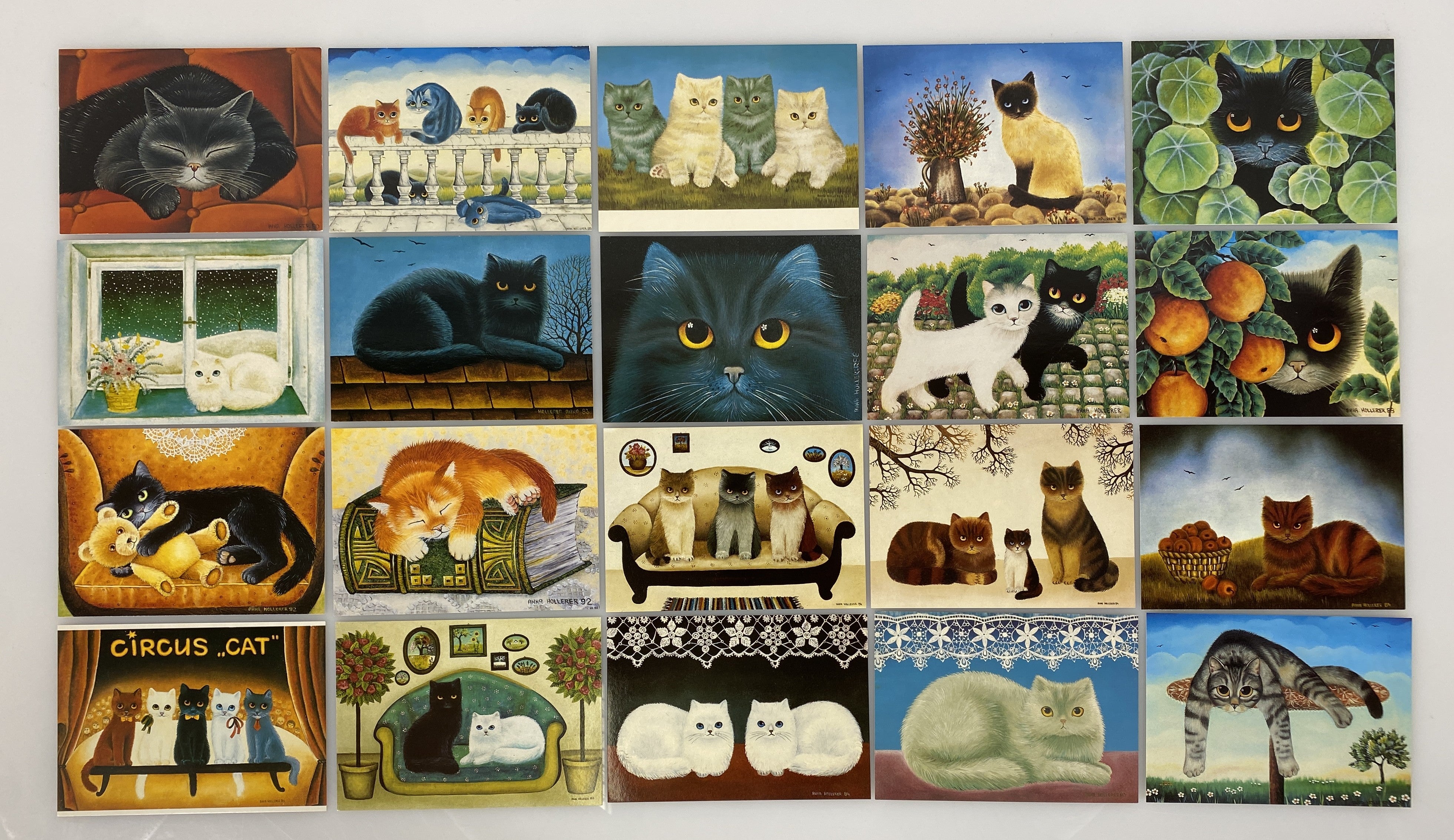 Cat Themed Postcards by Anna Hollerer