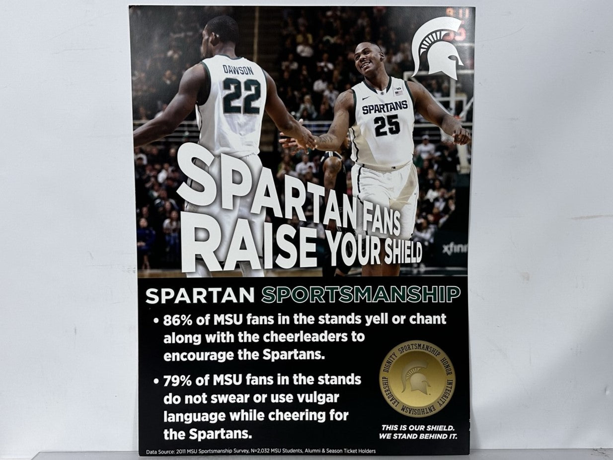 Spartan Sportsmanship Raise Your Shield Basketball Poster (B)