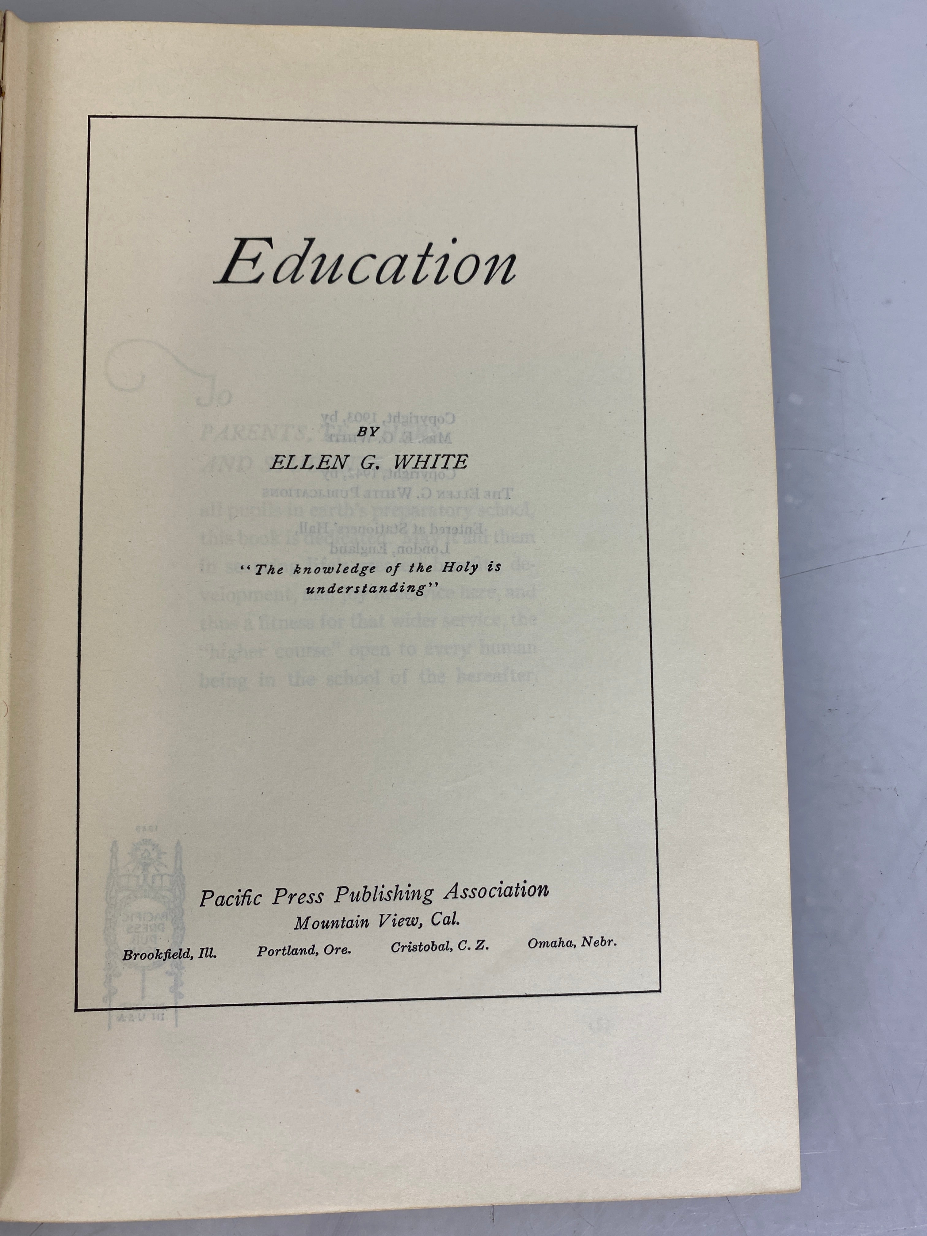 Lot of 3 Ellen G. White Books: Early Writings 1942, The Acts of the Apostles 1954, and Education 1942 HC SC