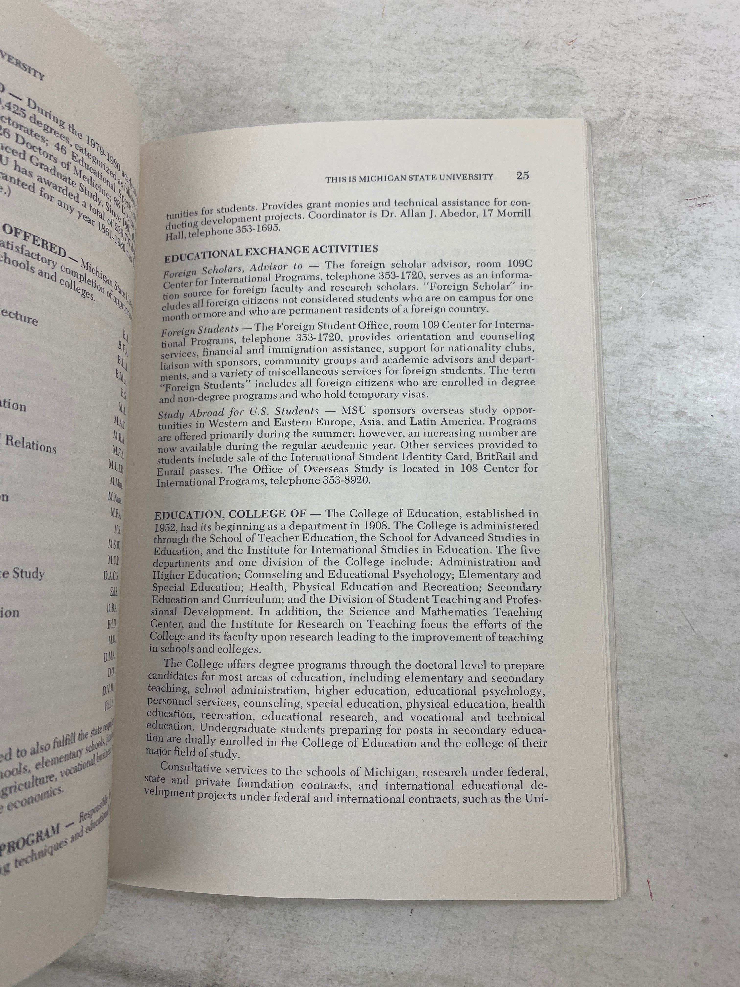 Michigan State University 1981 Facts Book