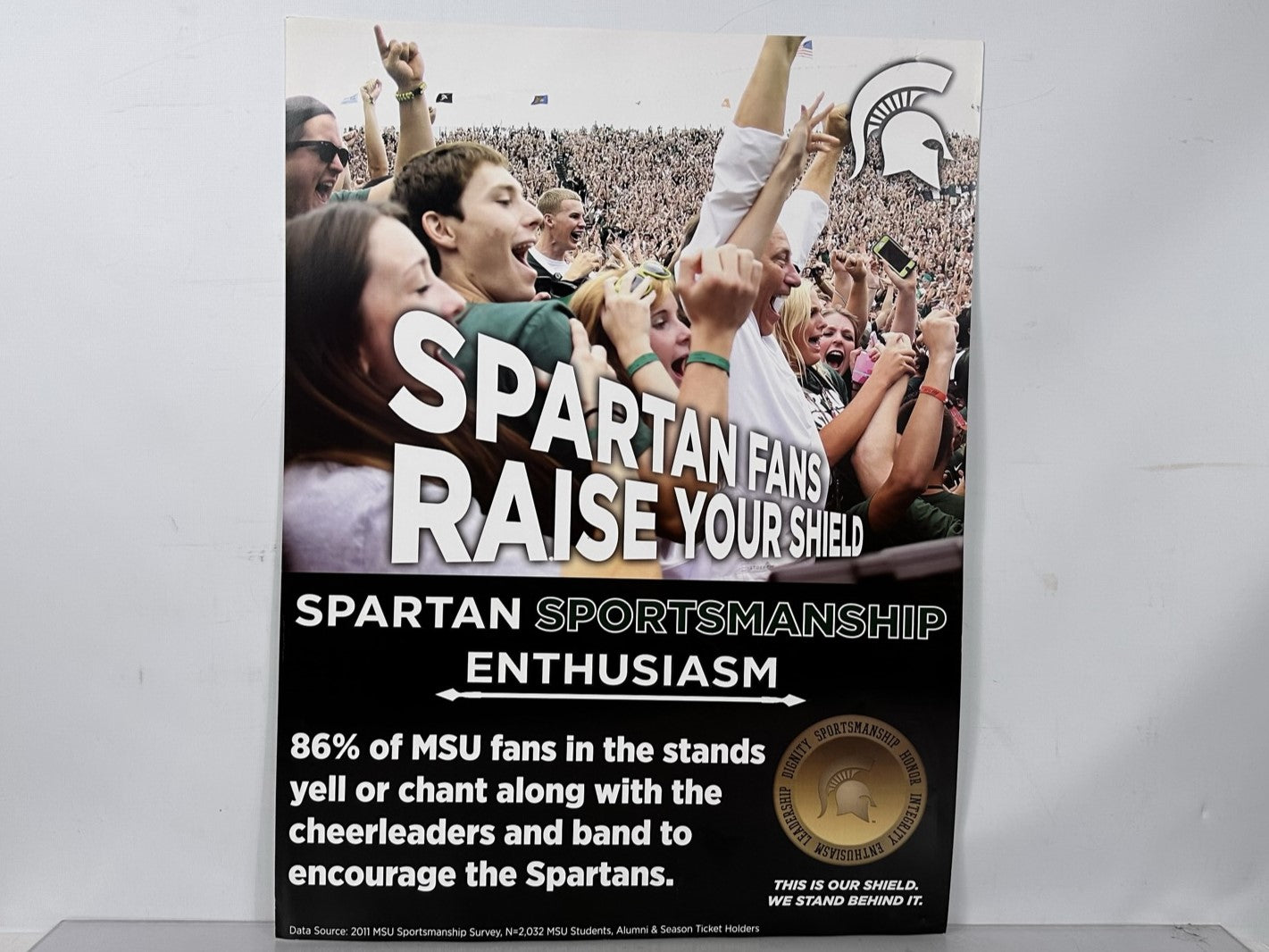 Spartan Sportsmanship Raise Your Shield Football Poster (A)