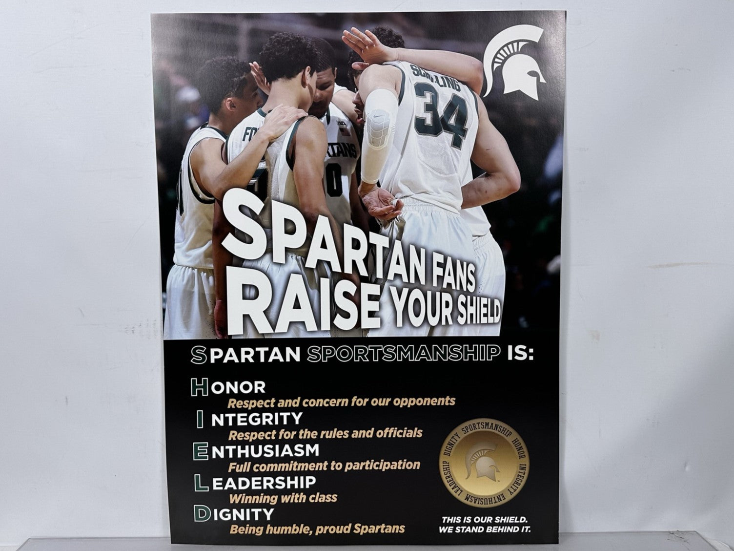 Spartan Sportsmanship Raise Your Shield Basketball Poster (C)