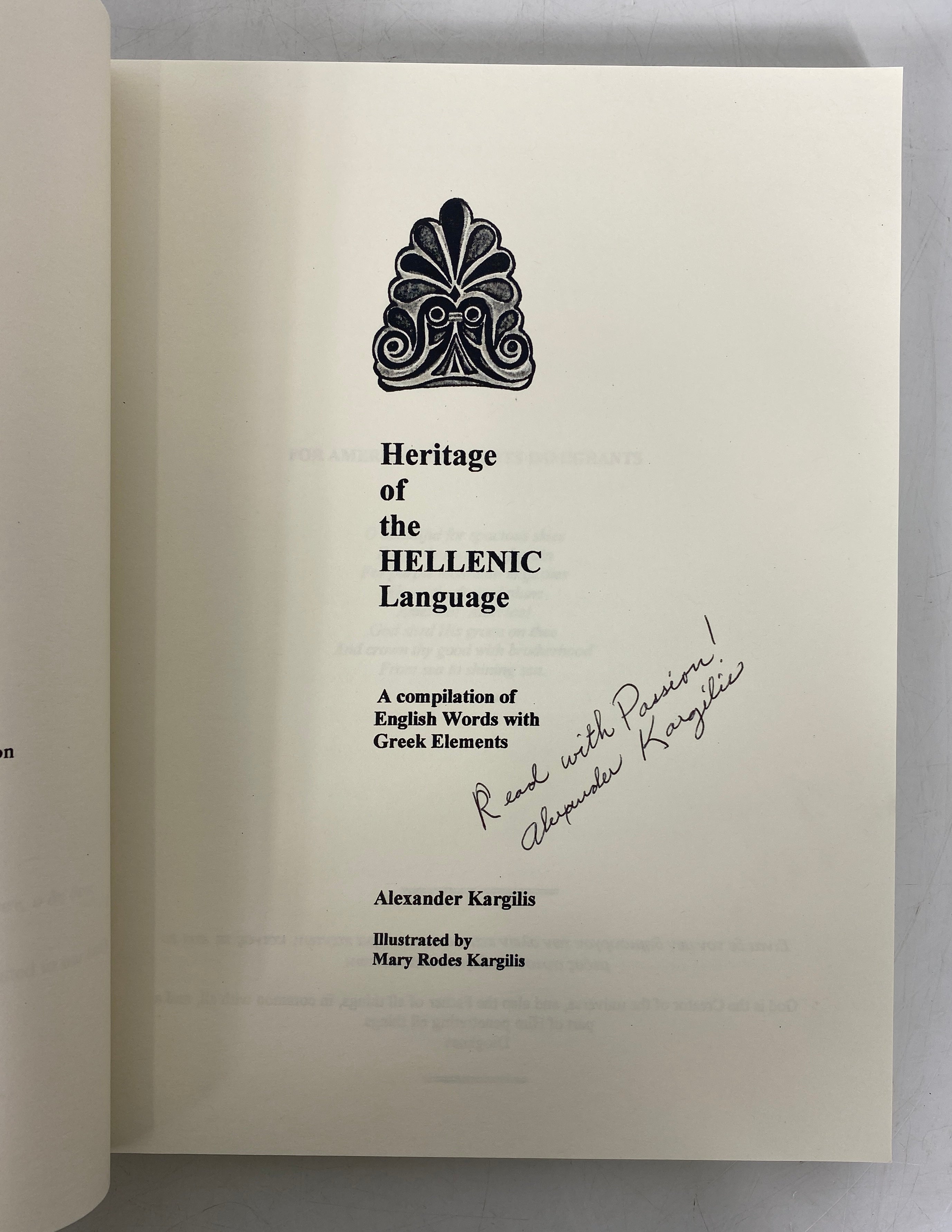 Heritage of the Hellenic Language Alexander Kargilis 2007 Signed SC