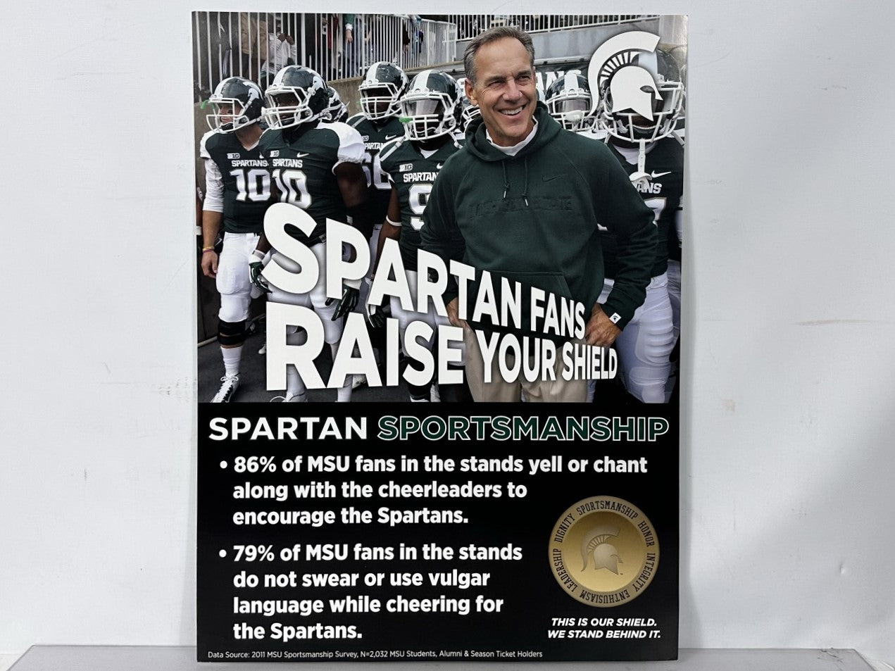 Spartan Sportsmanship Raise Your Shield Football Poster (B)