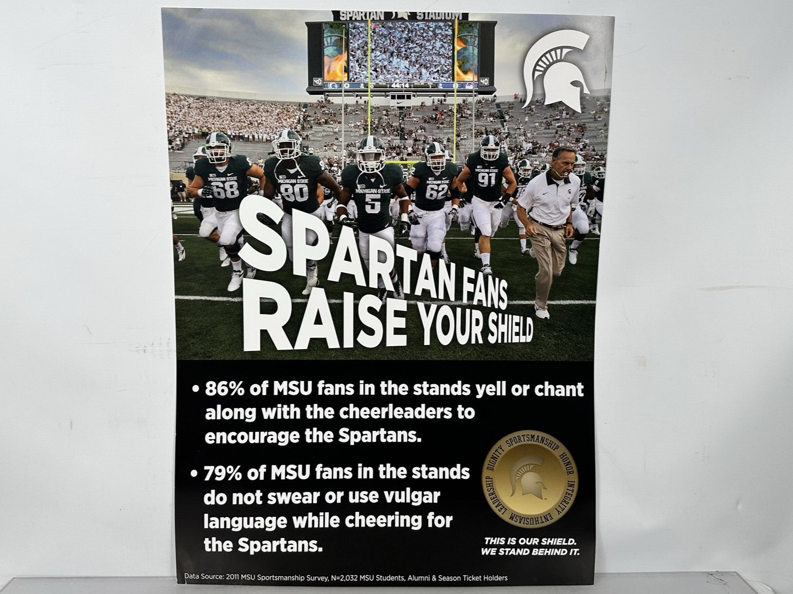Spartan Sportsmanship Raise Your Shield Football Poster (E)