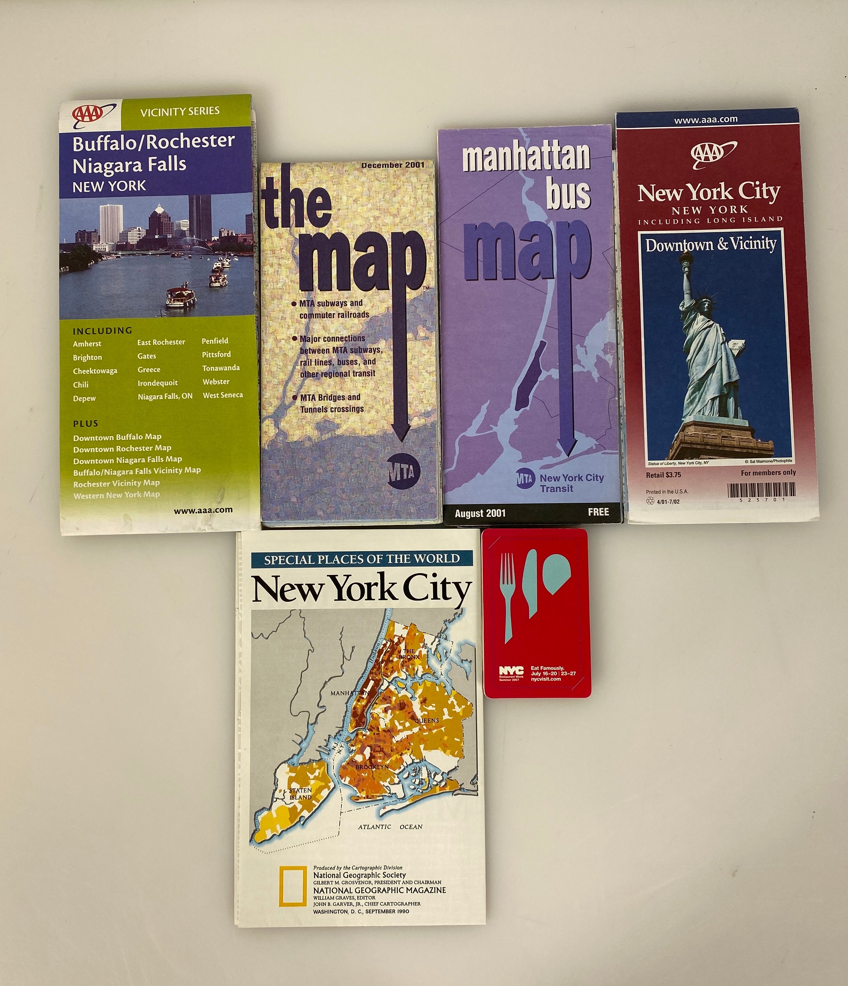 Lot of New York Maps: MTA/Busses/NYC Restaurants/AAA NYC & Buffalo/Niagara