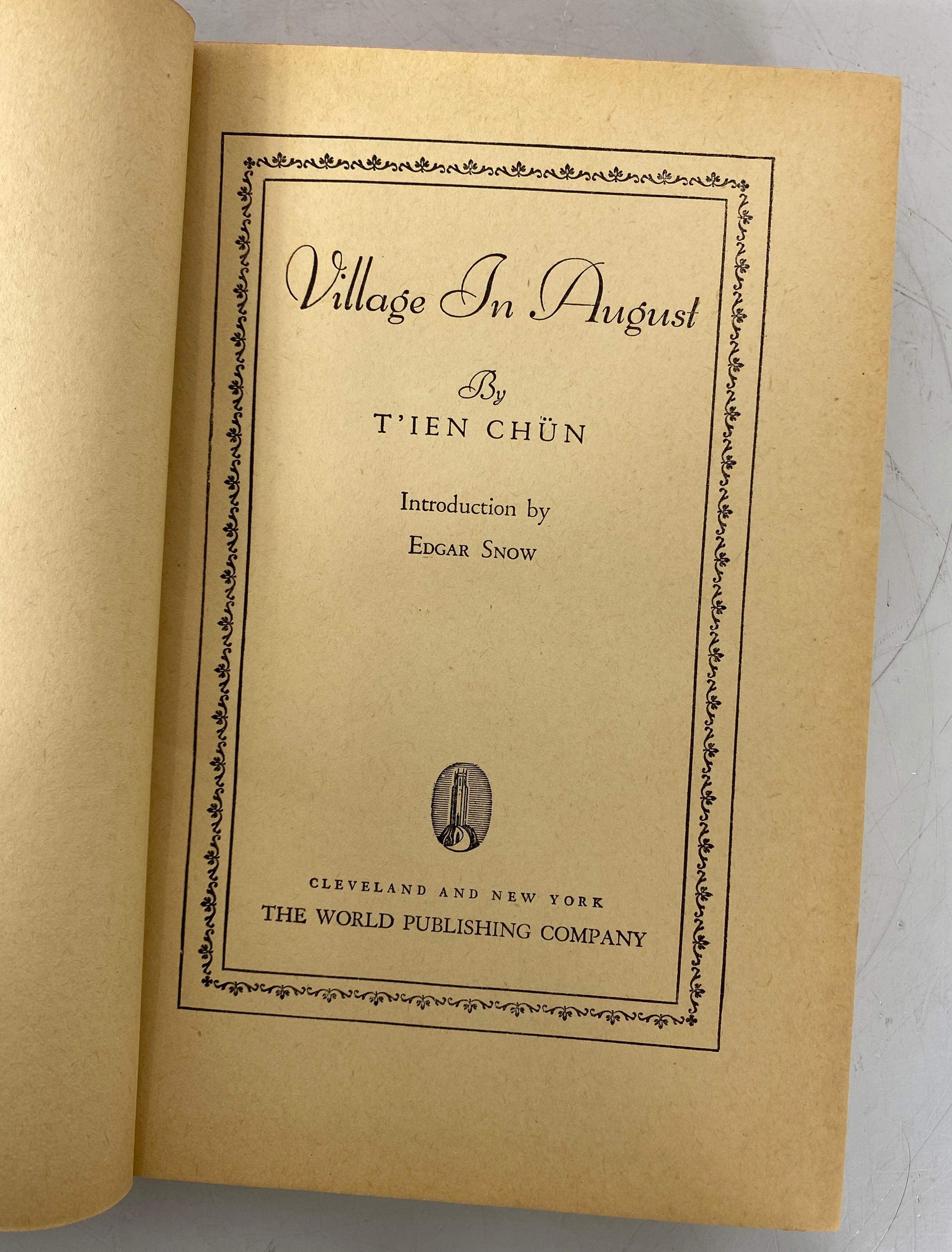 Village in August by T'ien Chun 1943 Tower Books Edition HC