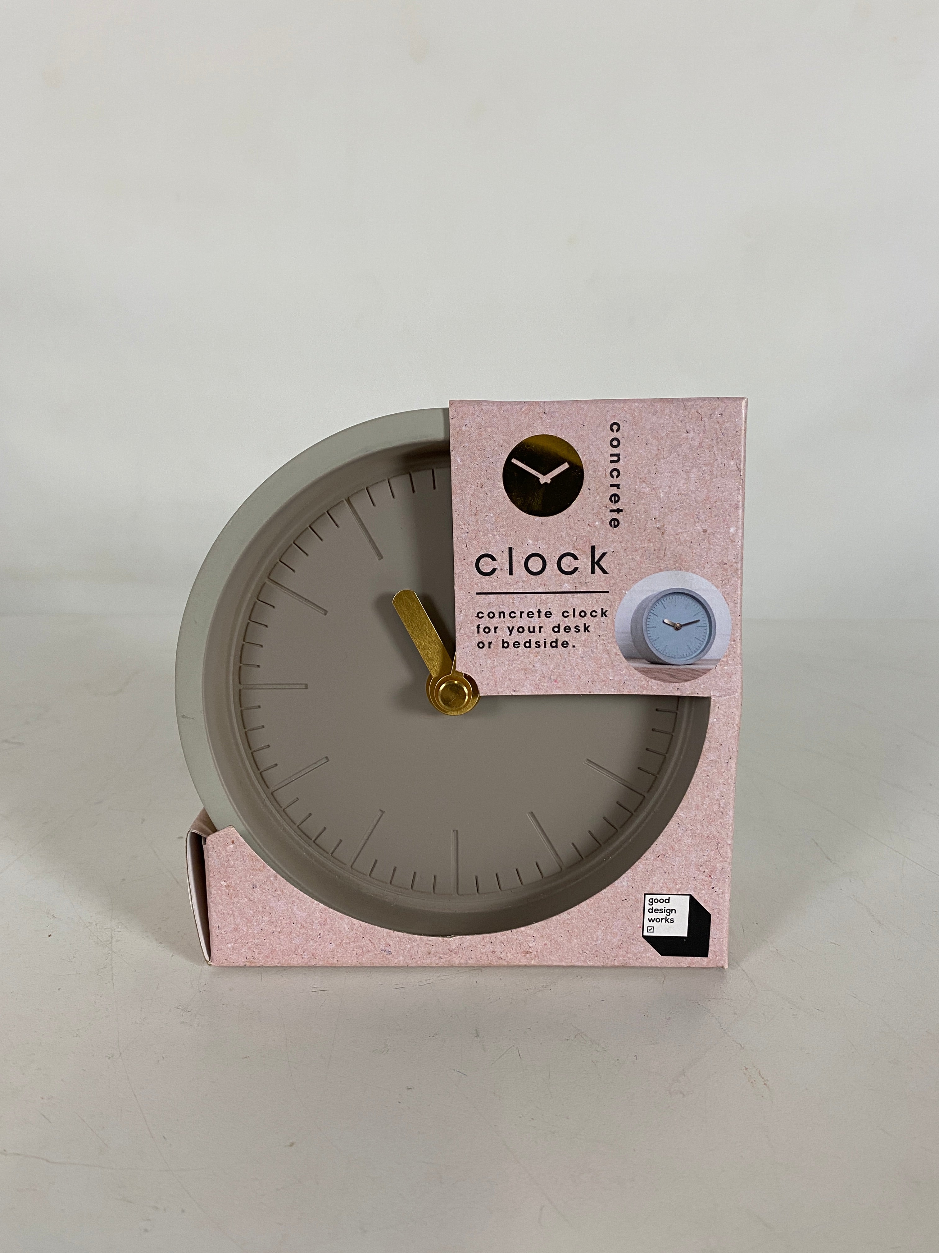 Good Design Works Gray Desktop Concrete Clock