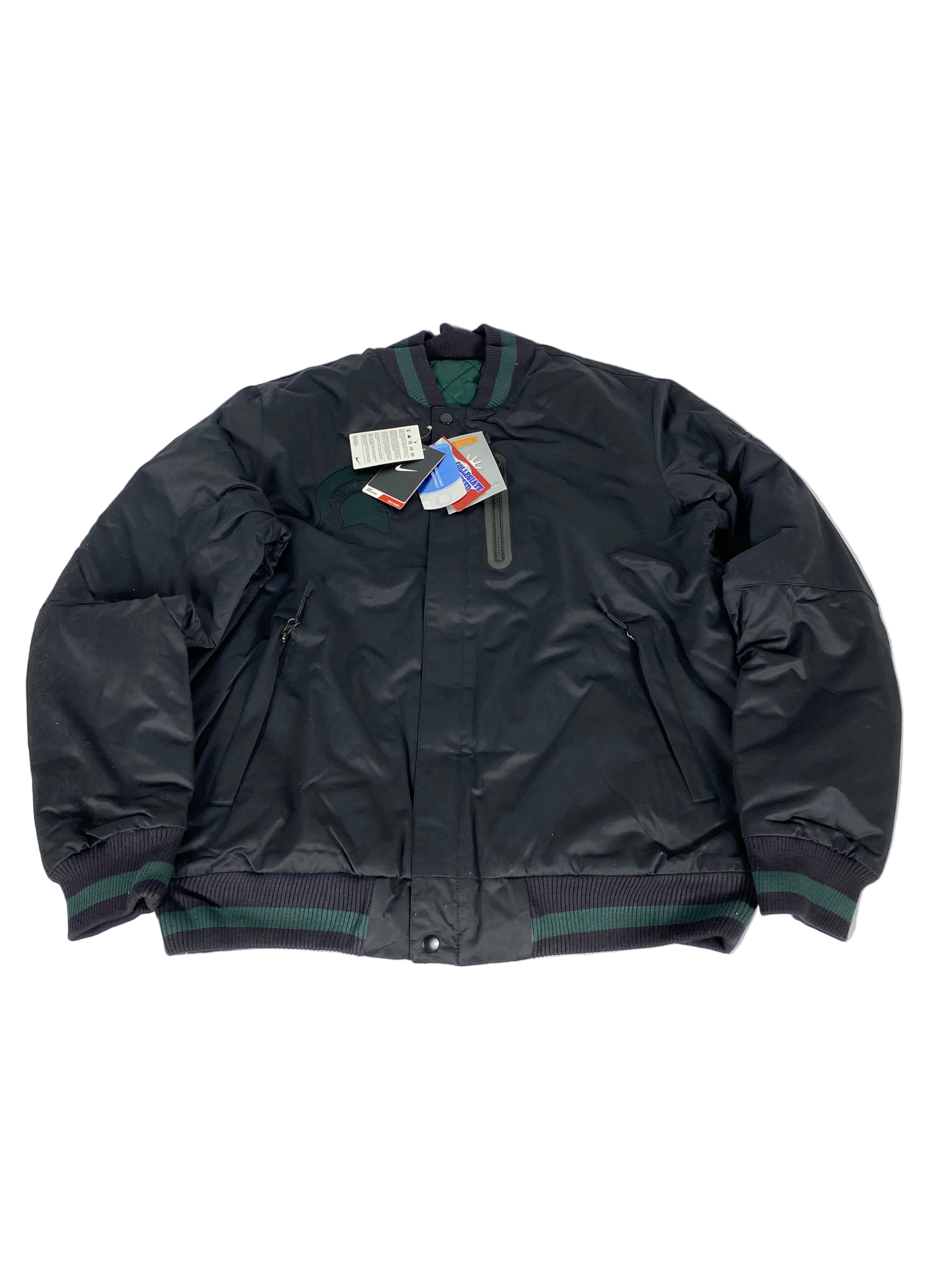 Nike MSU Football Black and Green Bomber Jacket Men's Size L *New With Tags*