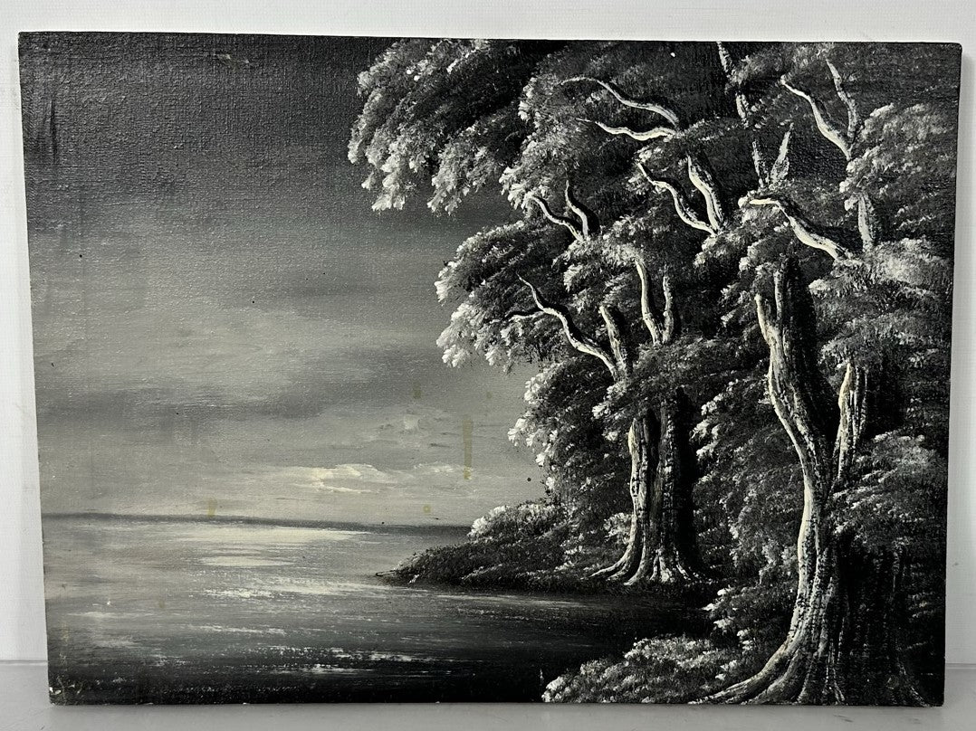 15x11 Canvas Painting of A Forest Along The Shoreline