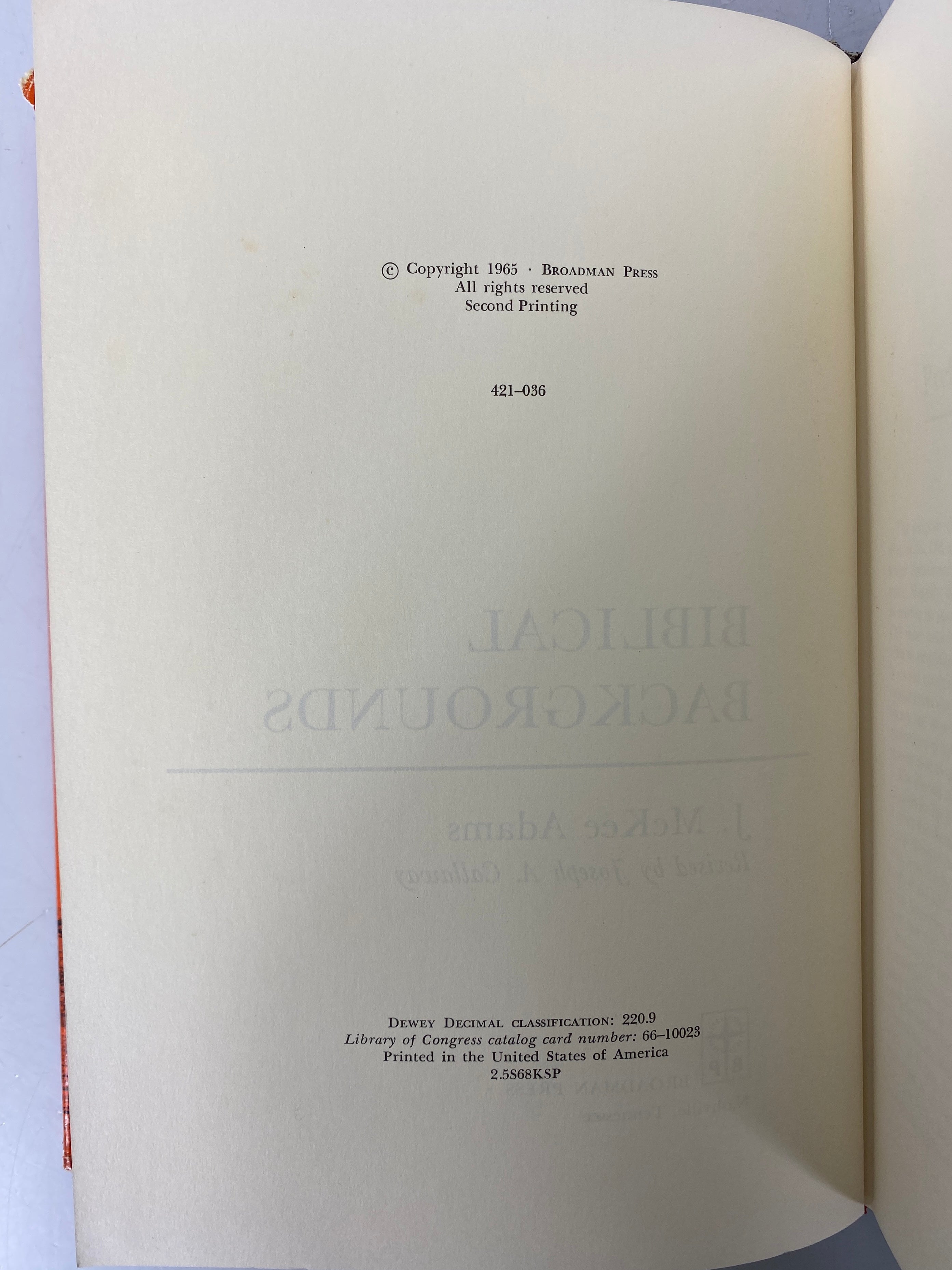 2 Vols: Biblical Backgrounds (1965)/Interpreting the Bible 1970-3rd Print) HCDJ