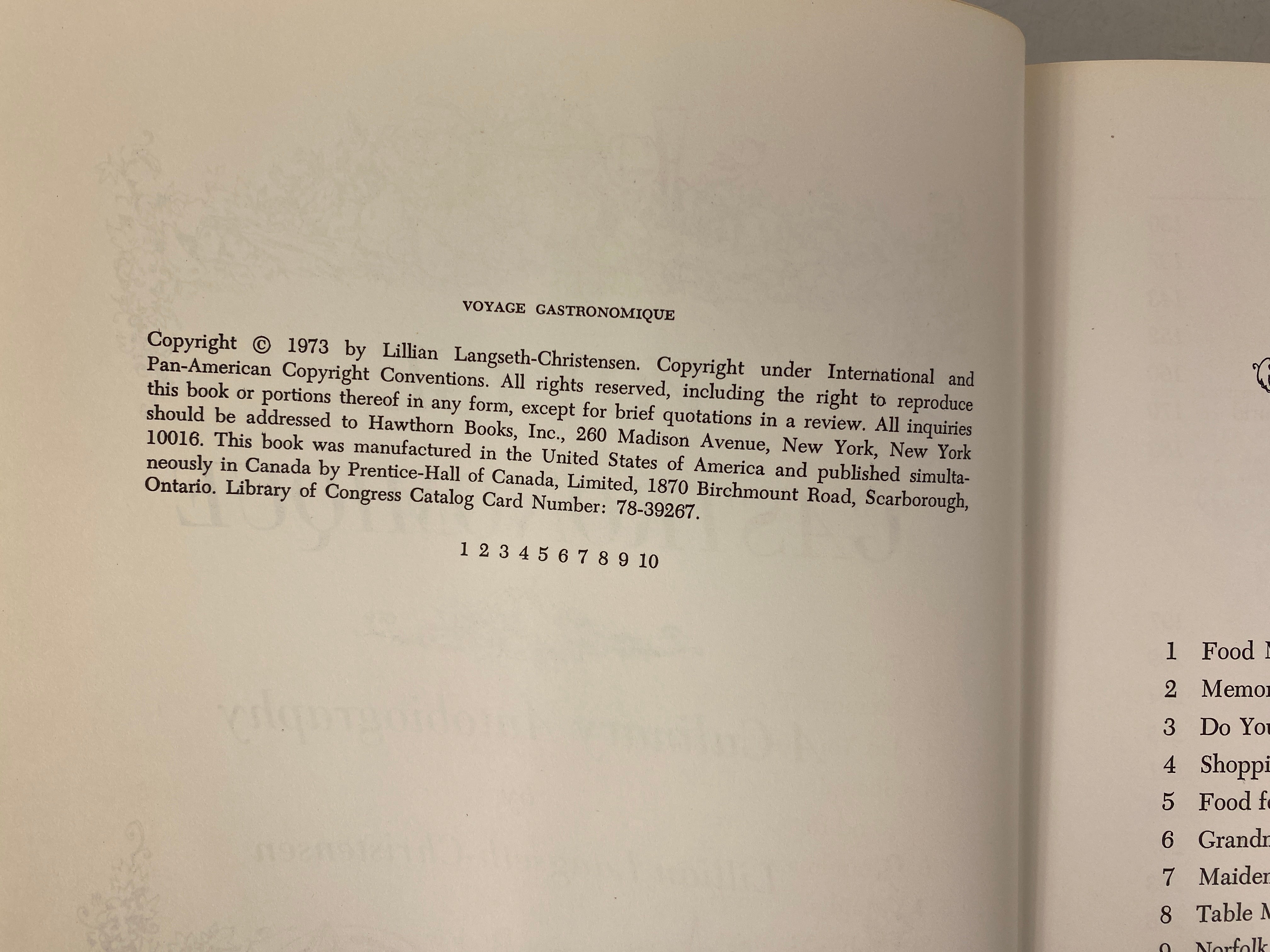 Voyage Gastronomique by Langseth-Christensen A Culinary Autobiography HCDJ