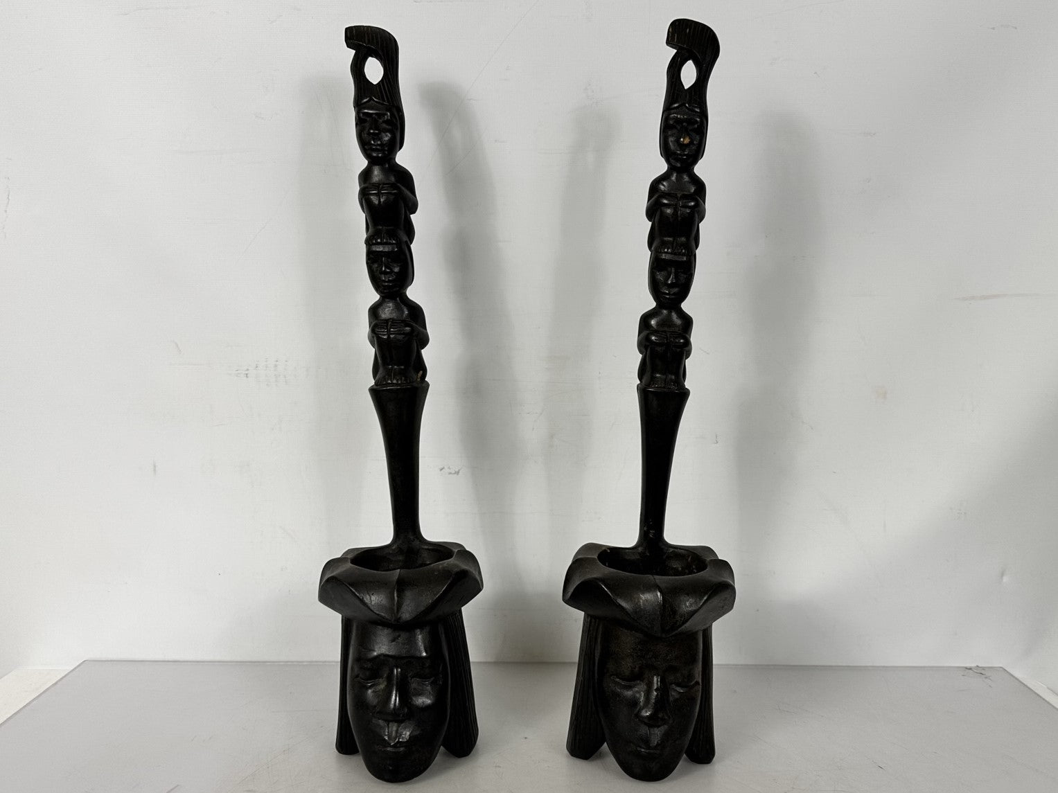 Pair of Ebony Wood Tribal Statues