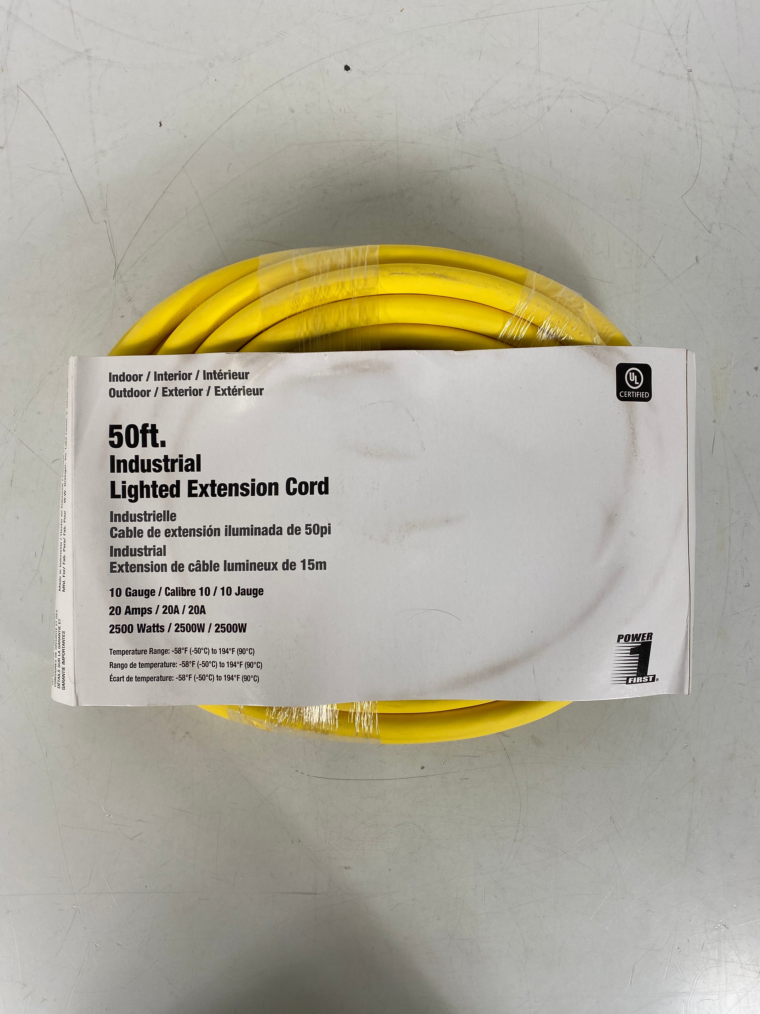 Power First 50ft Industrial Lighted Extension Cord