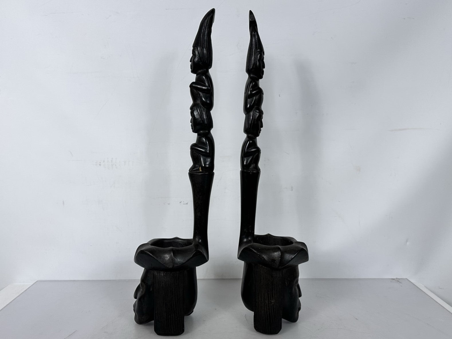 Pair of Ebony Wood Tribal Statues
