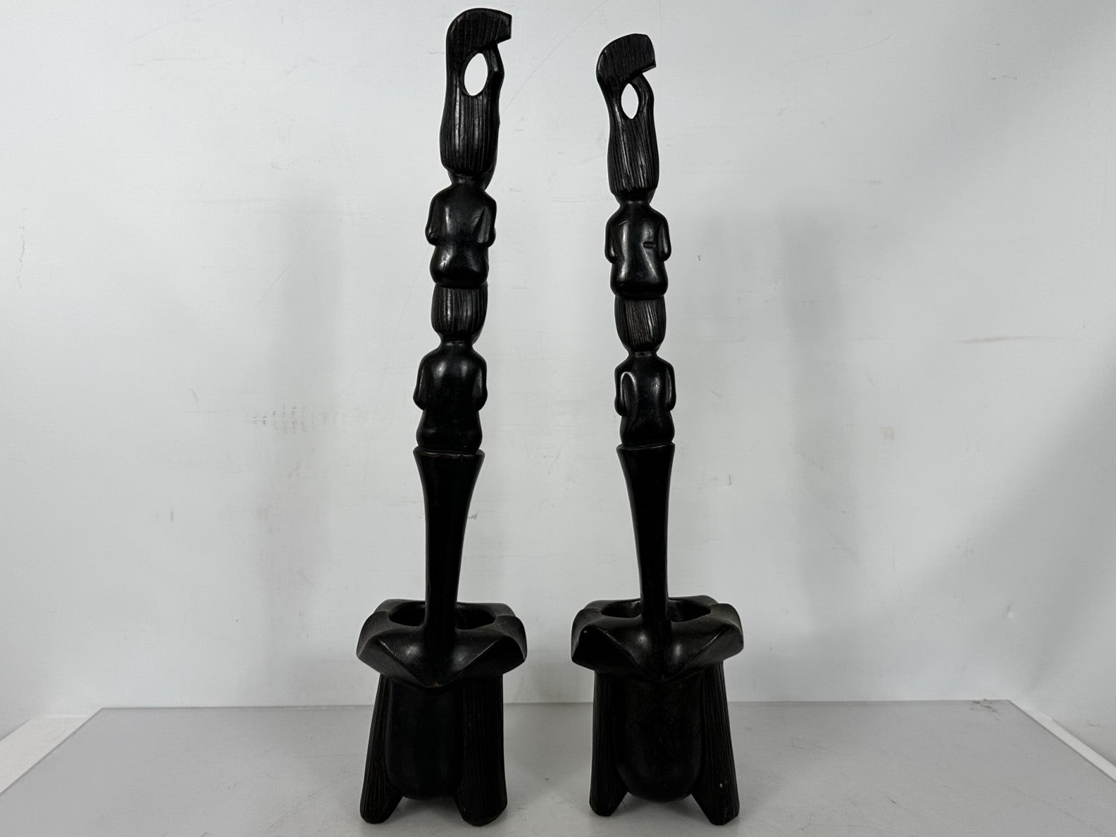 Pair of Ebony Wood Tribal Statues