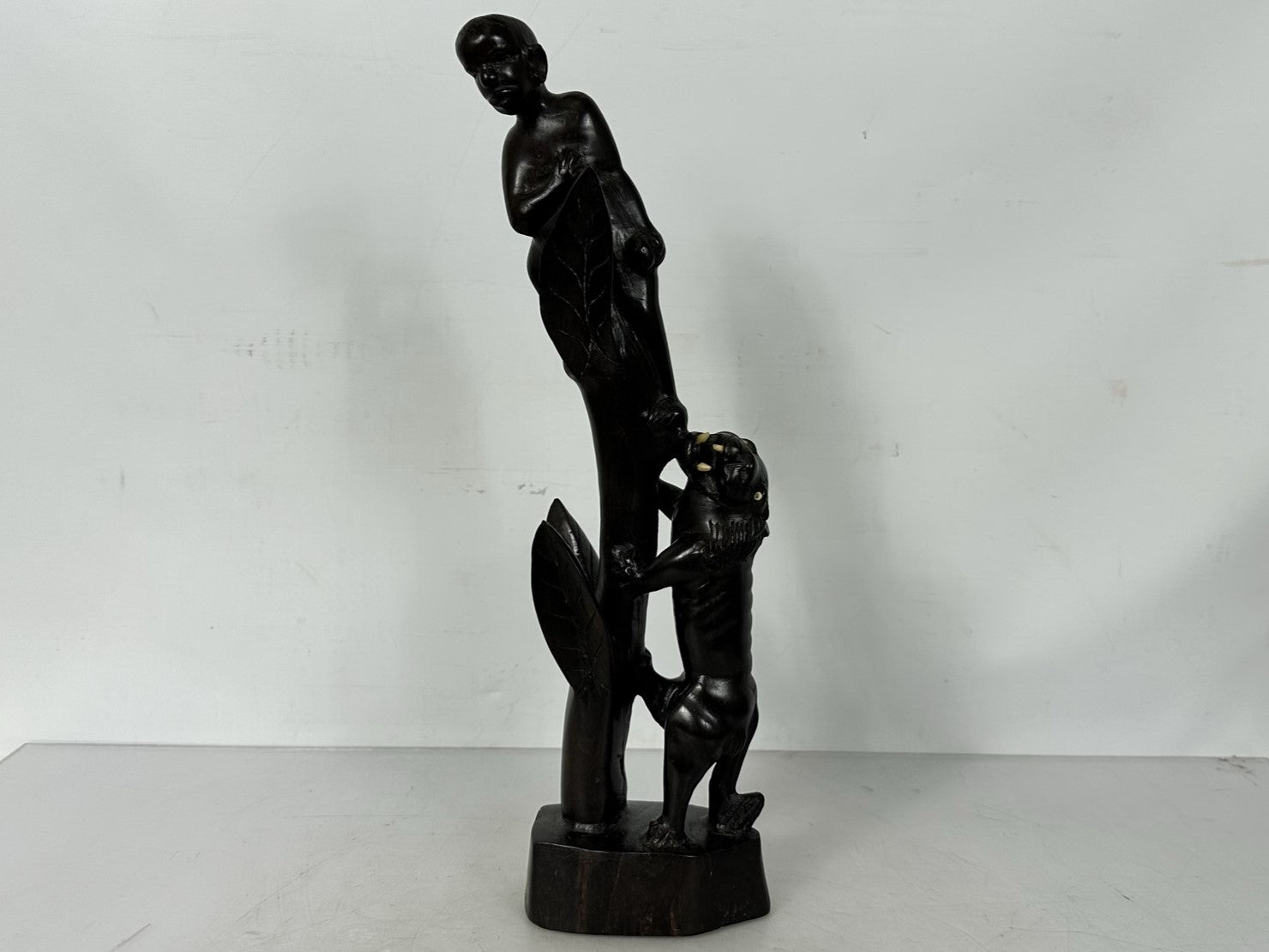 Makonde Man and Lion Sculpture