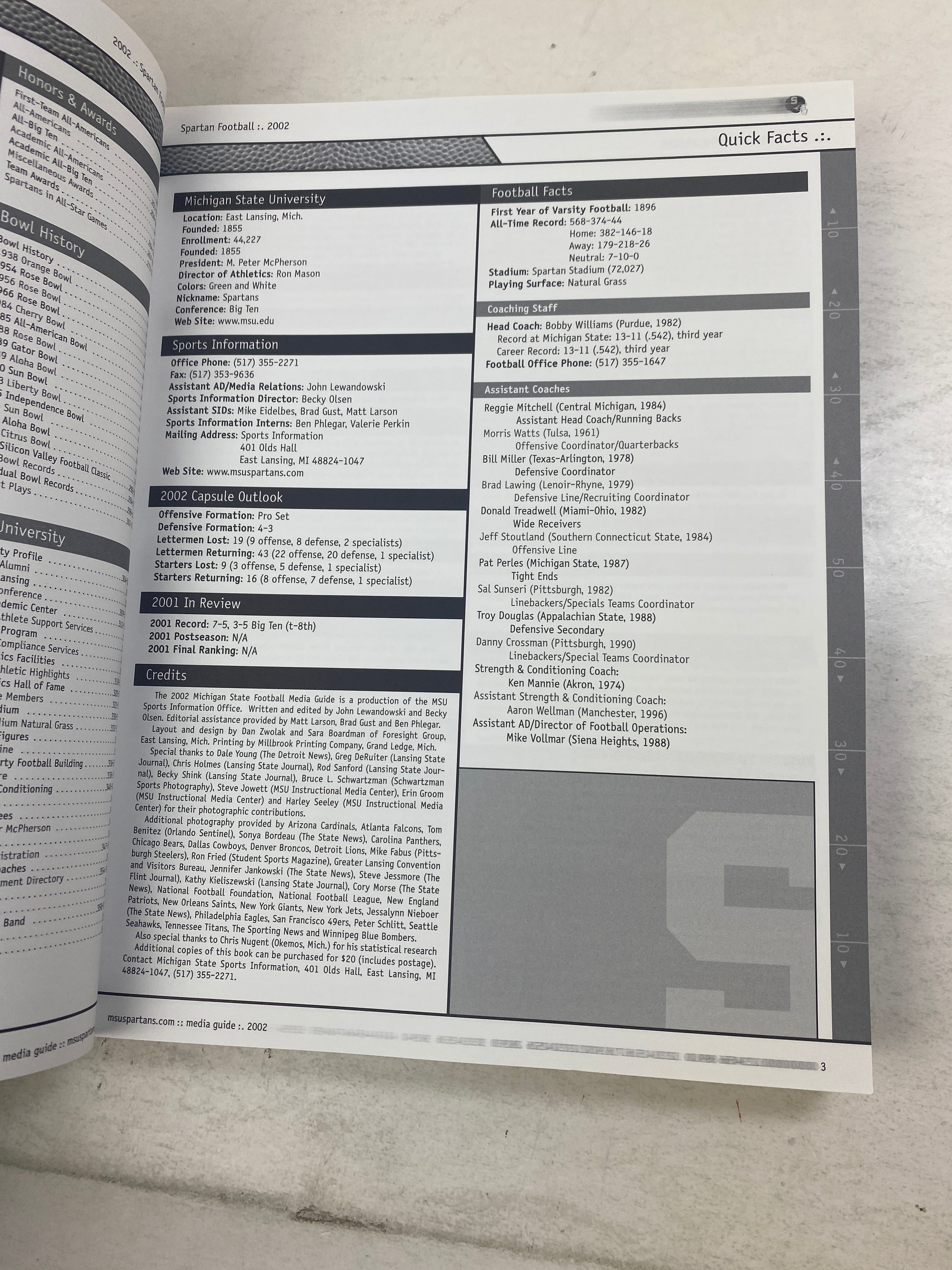 2002 MSU Spartan Football Media Guide Rogers Smoker