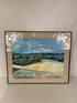 Framed Small Town by the River Scene Art by Nell Revel