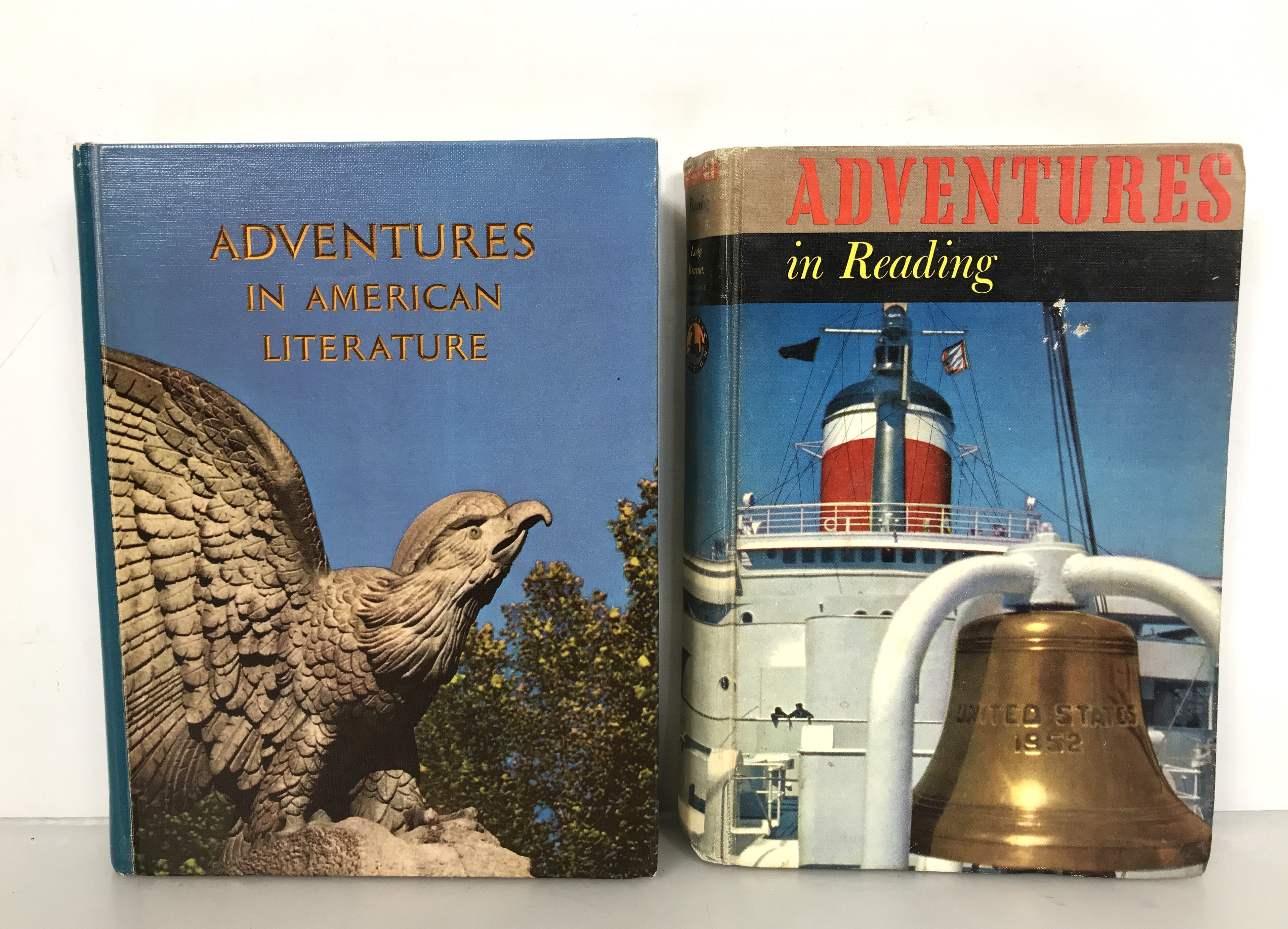 Lot of 2 Vintage Reading Textbooks Adventures in Reading and Adventures in American Literature 1958, 1968 HC