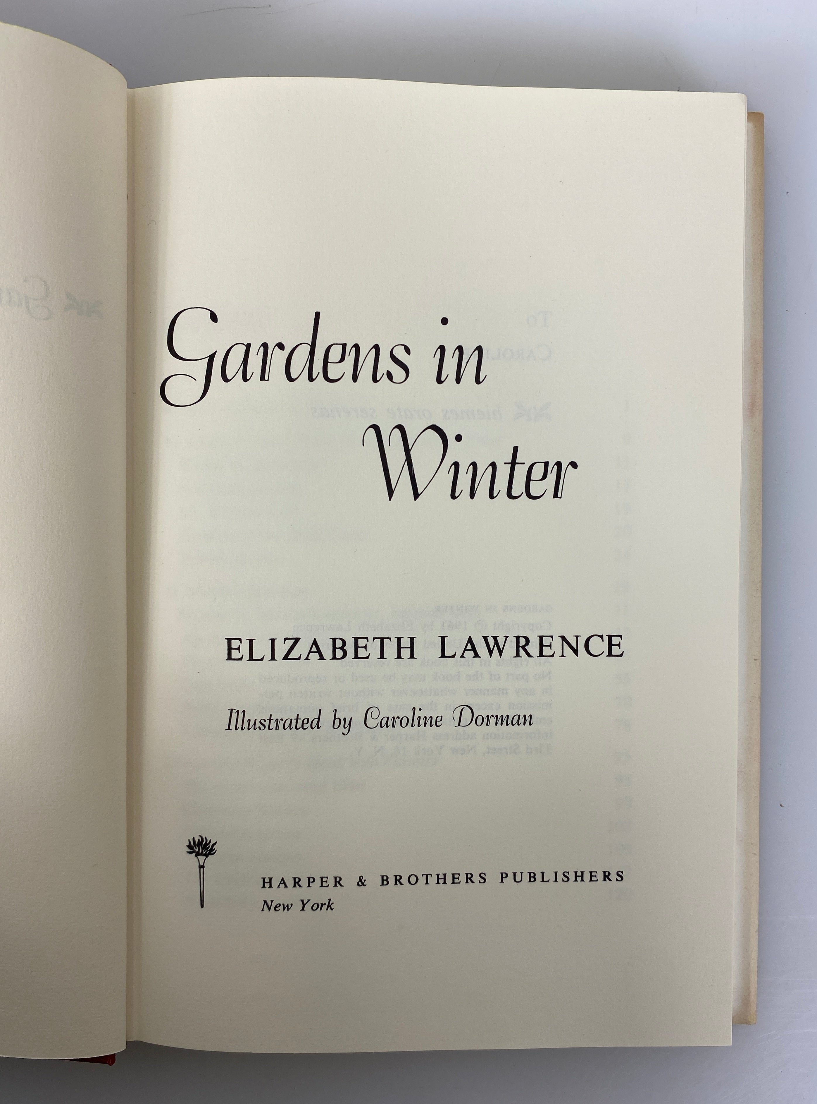 Gardens in Winter by Elizabeth Lawrence 1961 Book Club Edition HCDJ