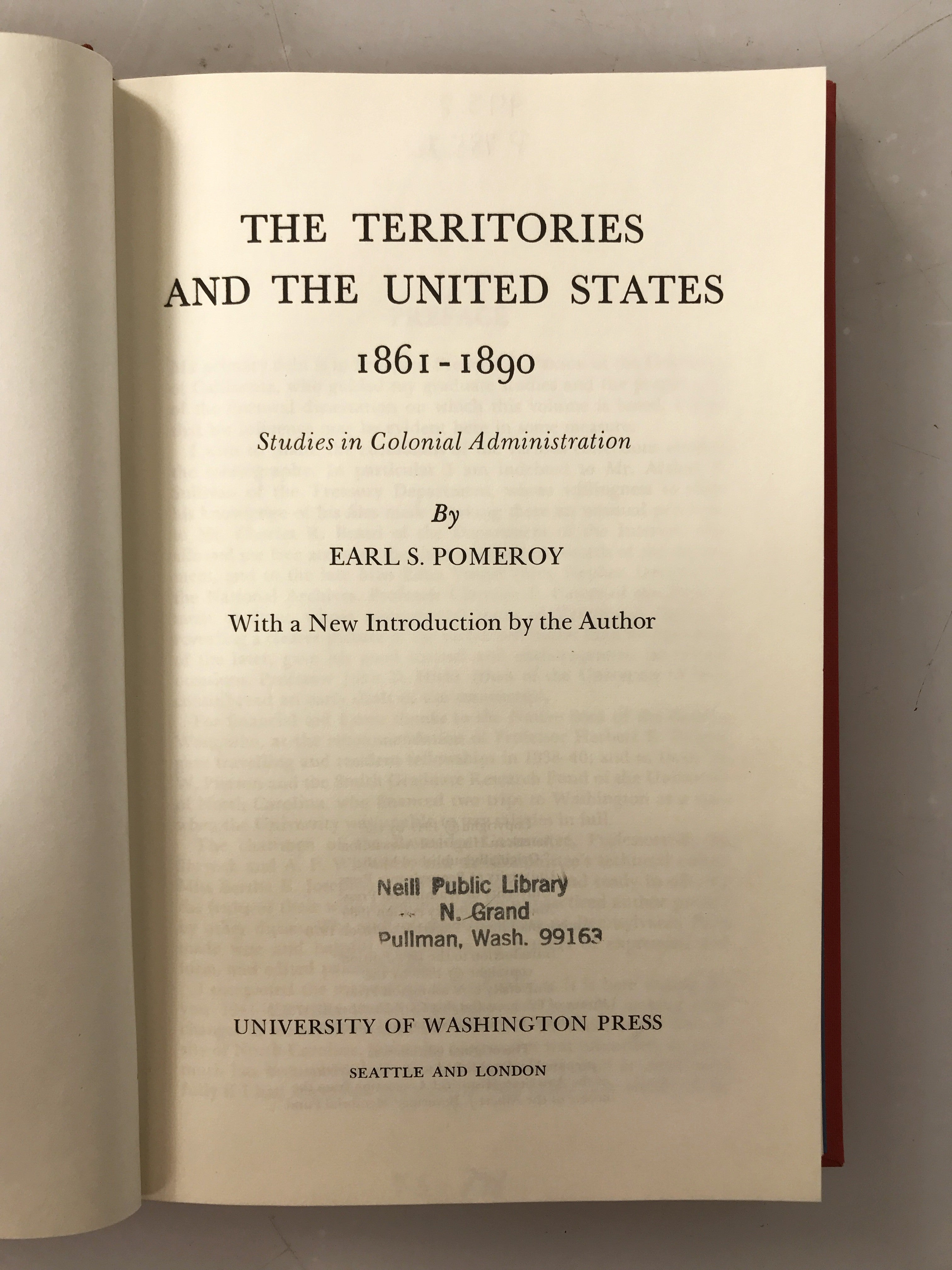 The Territories and the United States 1861-1890 Earl Pomeroy 1969 HC