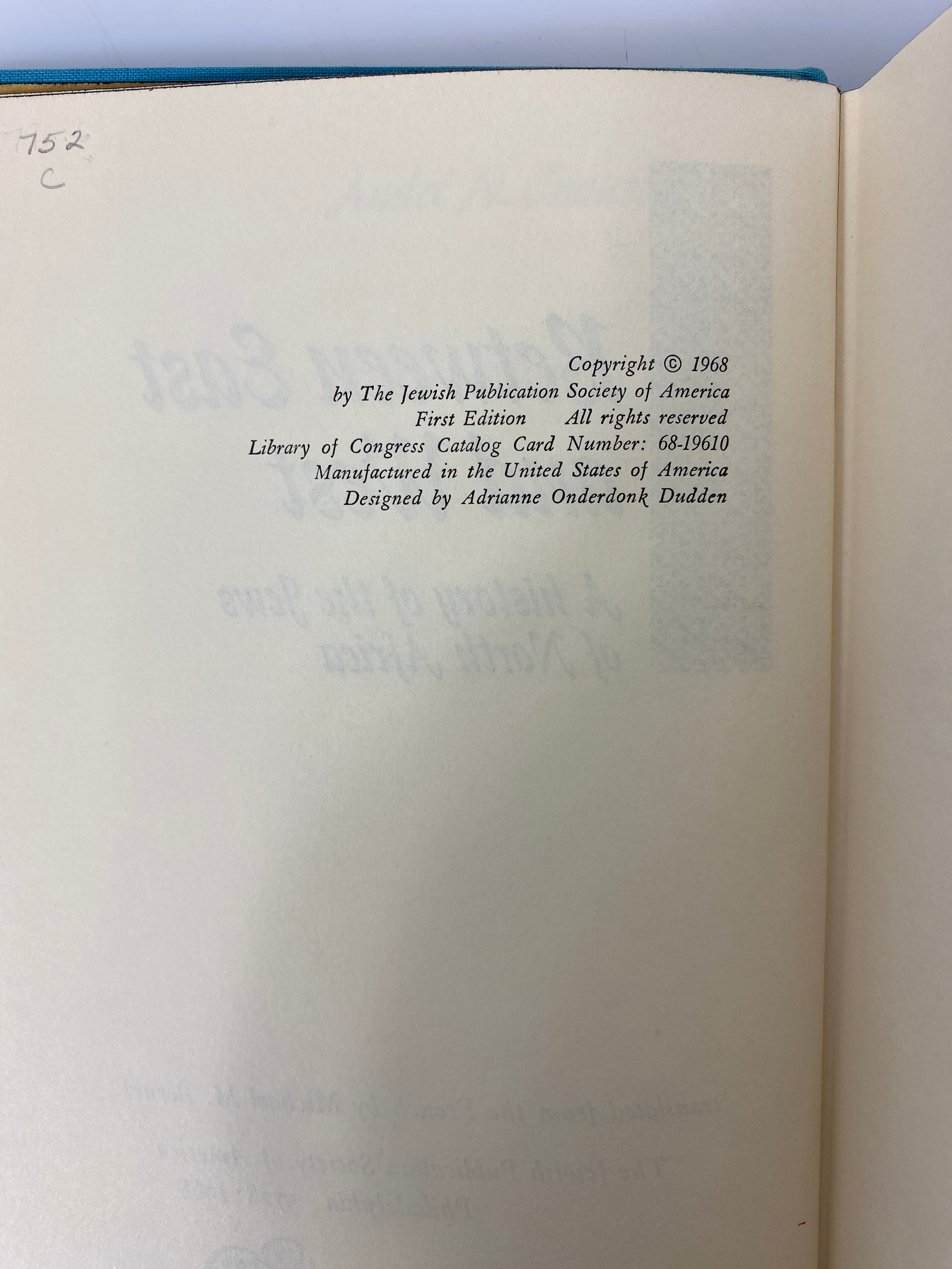 Between East & West History of the Jews of North Africa 1968 Vintage HC