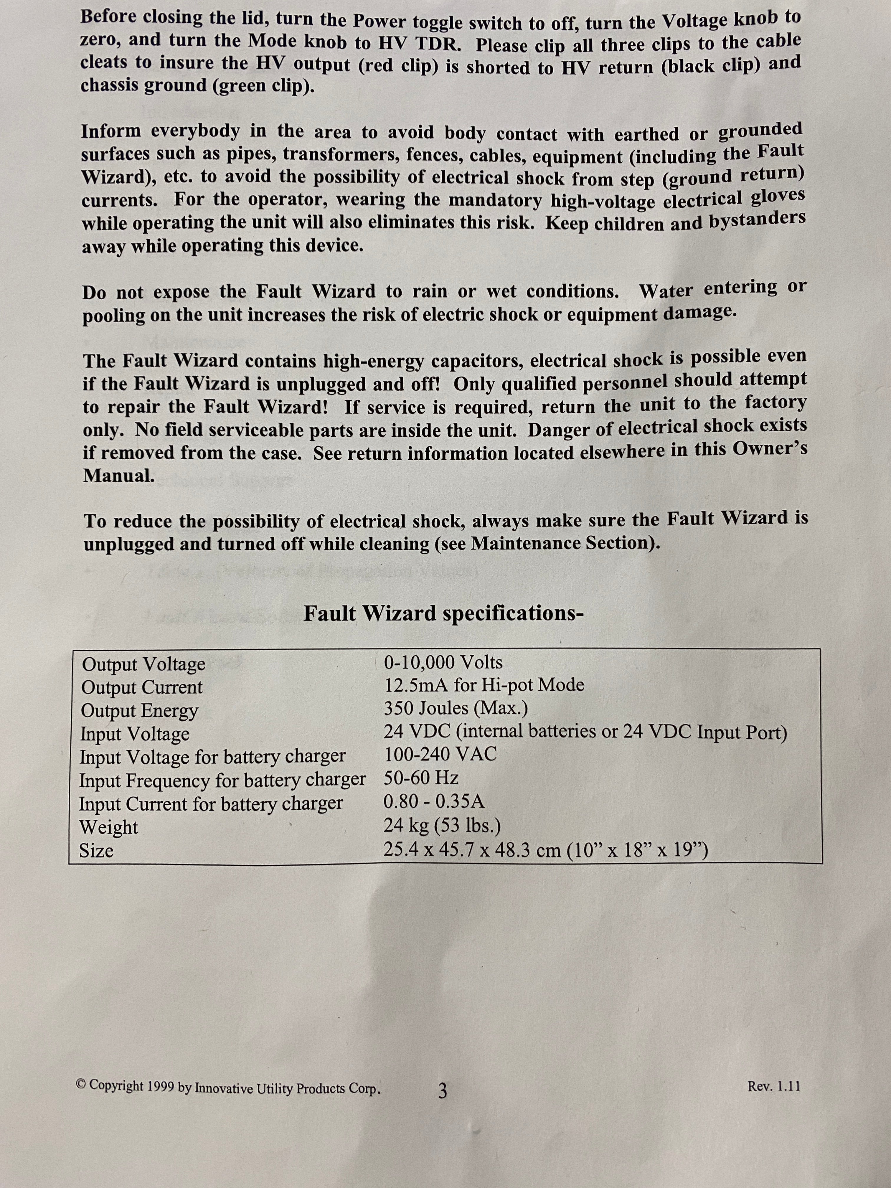 Fault Wizard Wire Fault Finder IUP Corp.