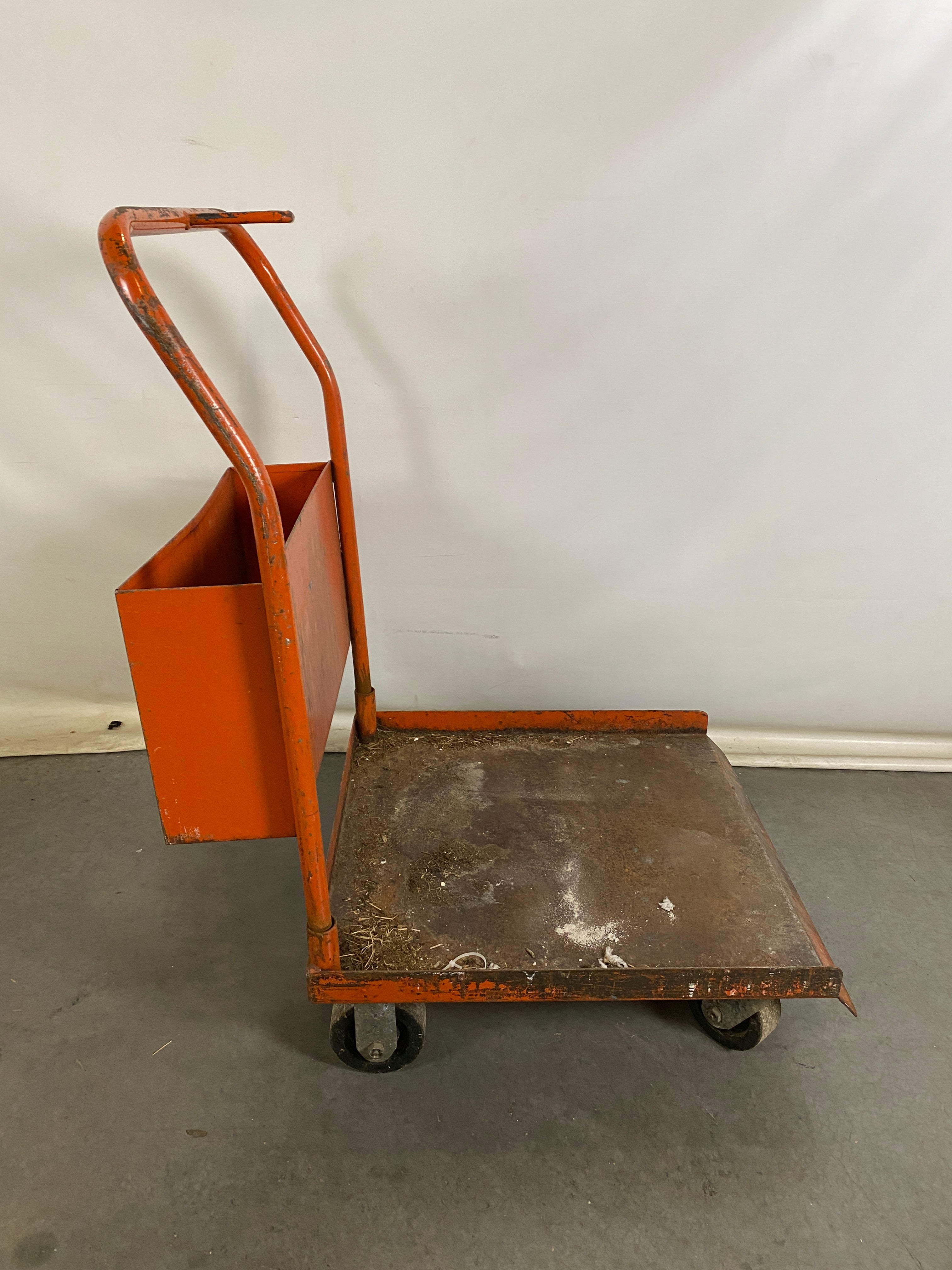 Metal Orange Rolling Cart