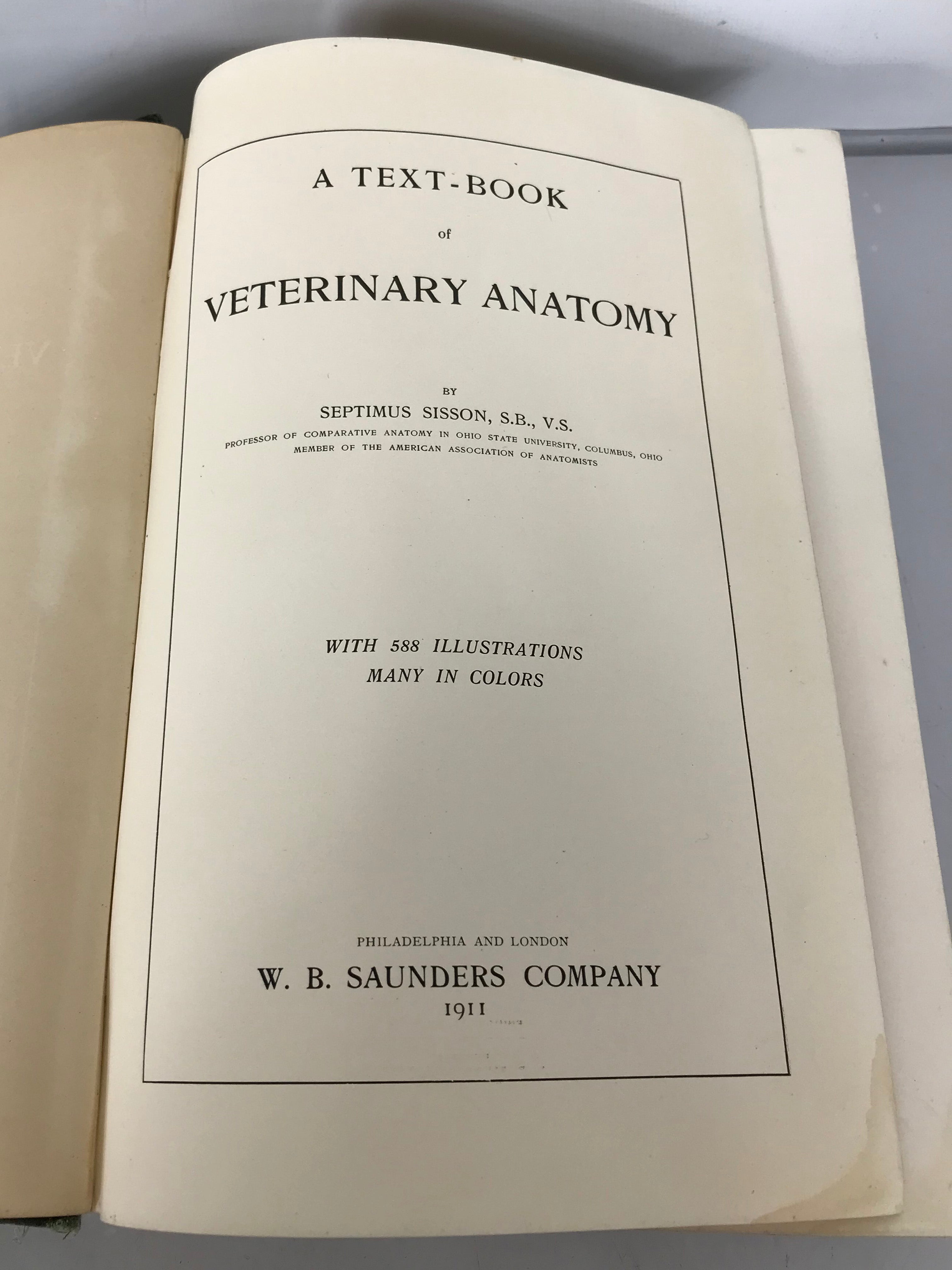 A Text-Book of Veterinary Anatomy by Septimus Sisson Illustrated 1911 HC
