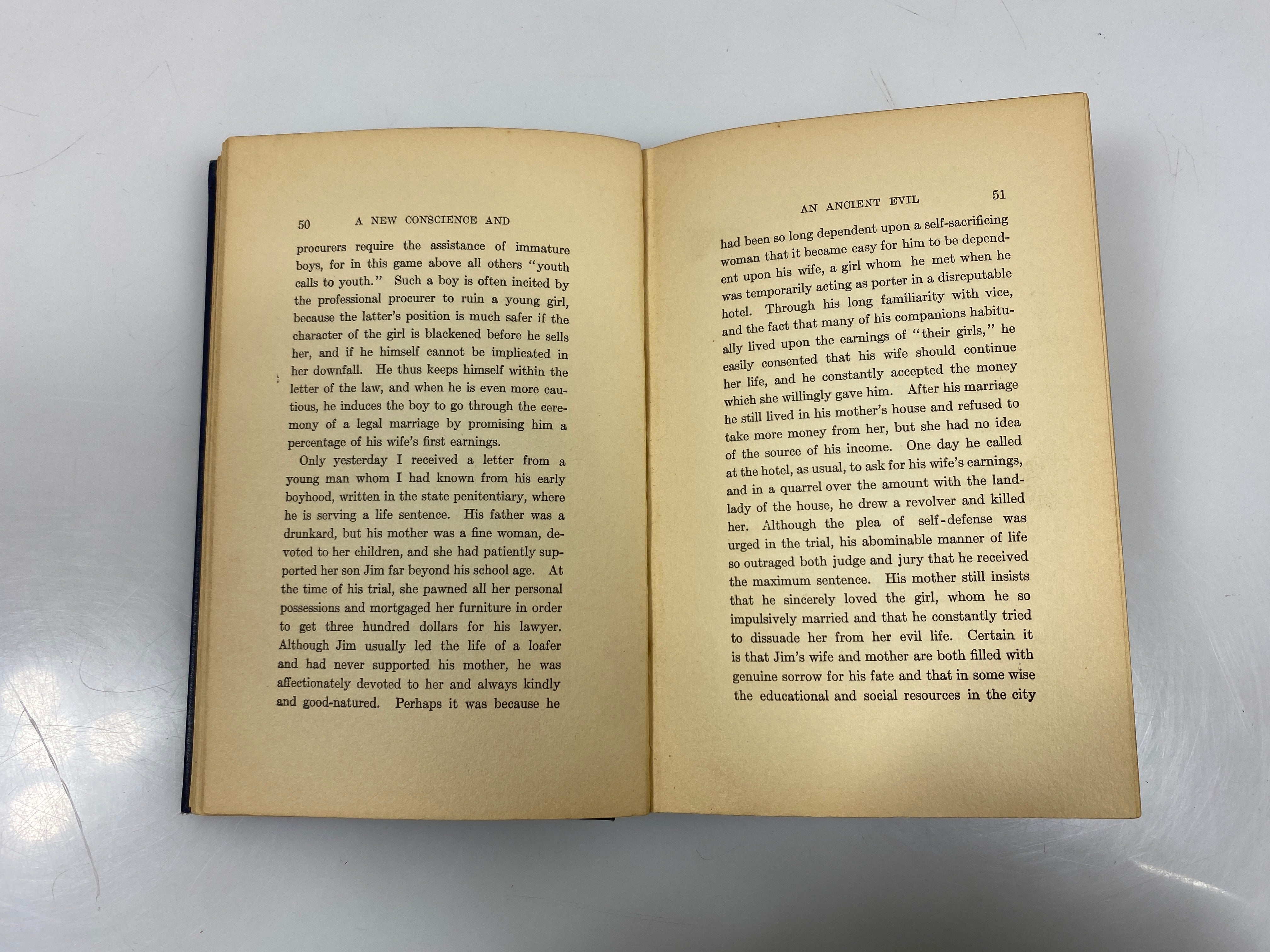 A New Conscience and an Ancient Evil by Jane Addams Ex-library 1912 HC