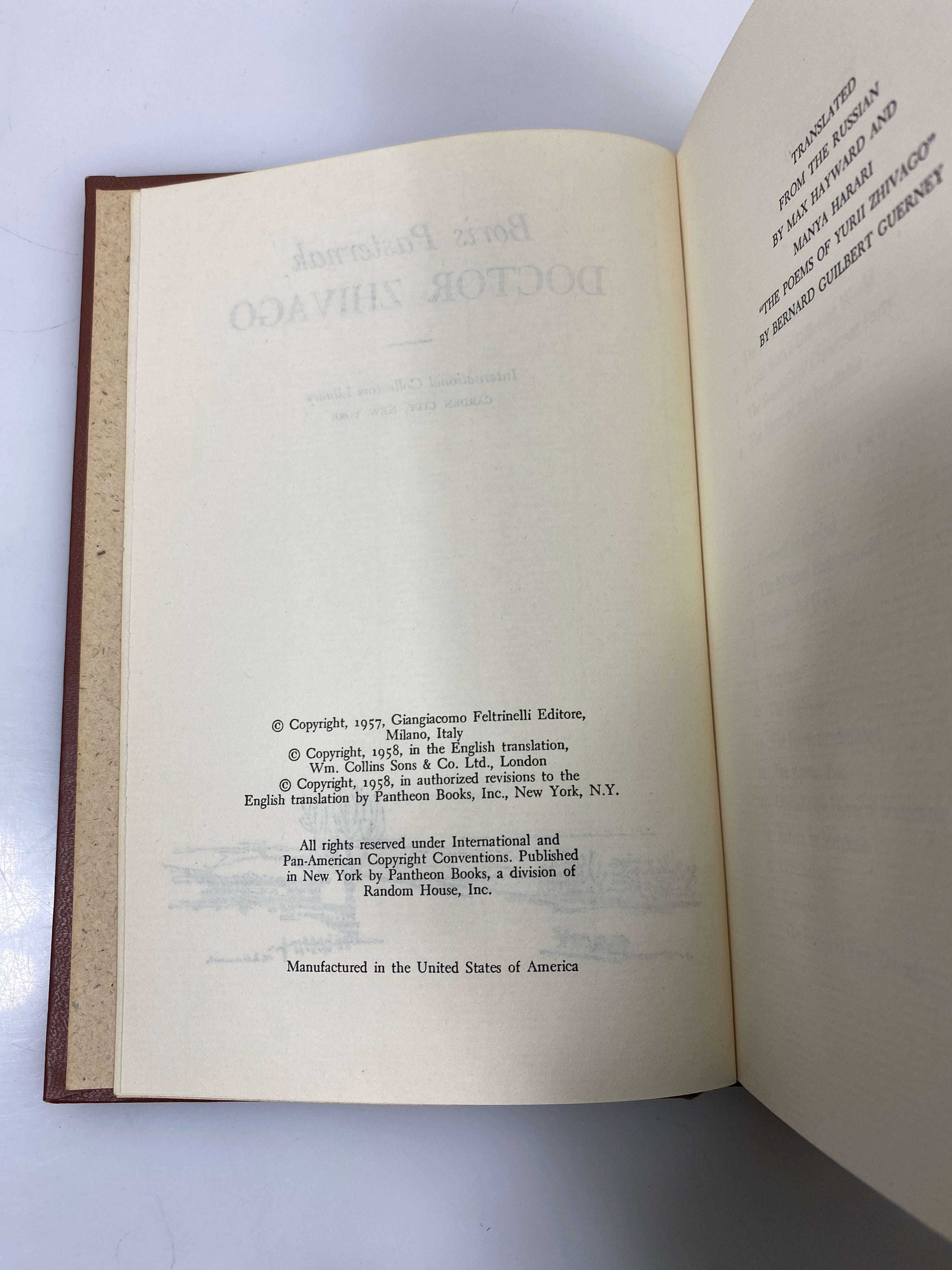Boris Pasternak Doctor Zhivago International Collectors Library 1957 HC