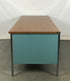 Steelcase Teal 6-Drawer Tanker Desk with Brown Top