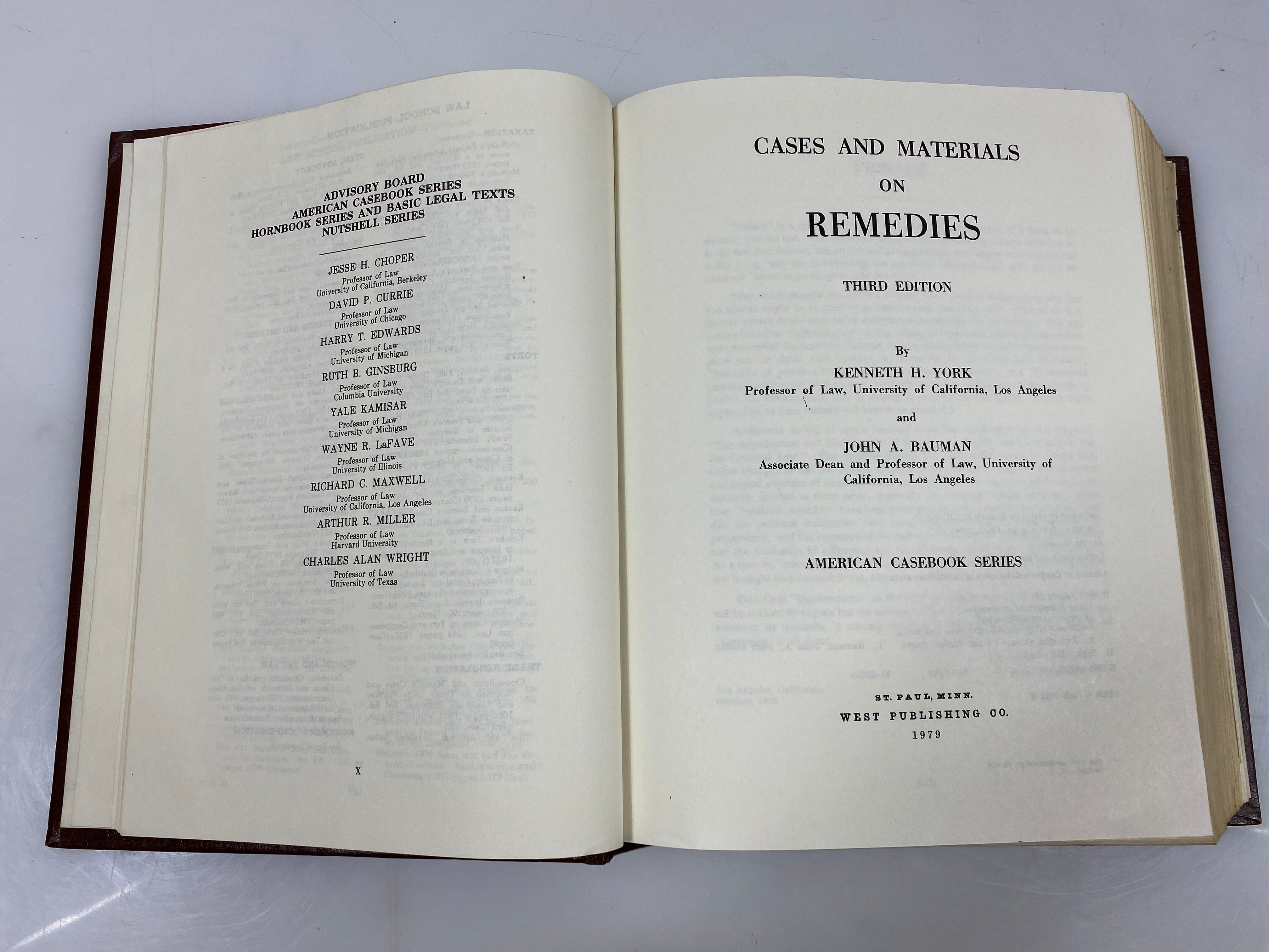 Cases and Materials on Remedies by York and Bauman 3rd Edition 1979 HC