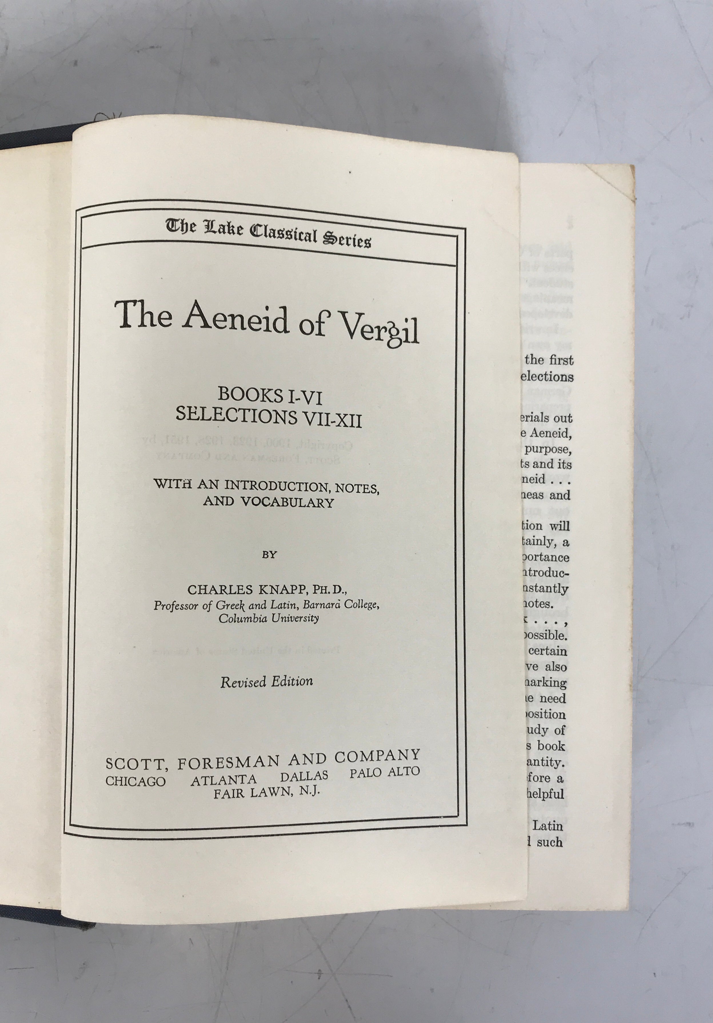 The Aeneid of Vergil Revised Edition 1951 Charles Knapp HC