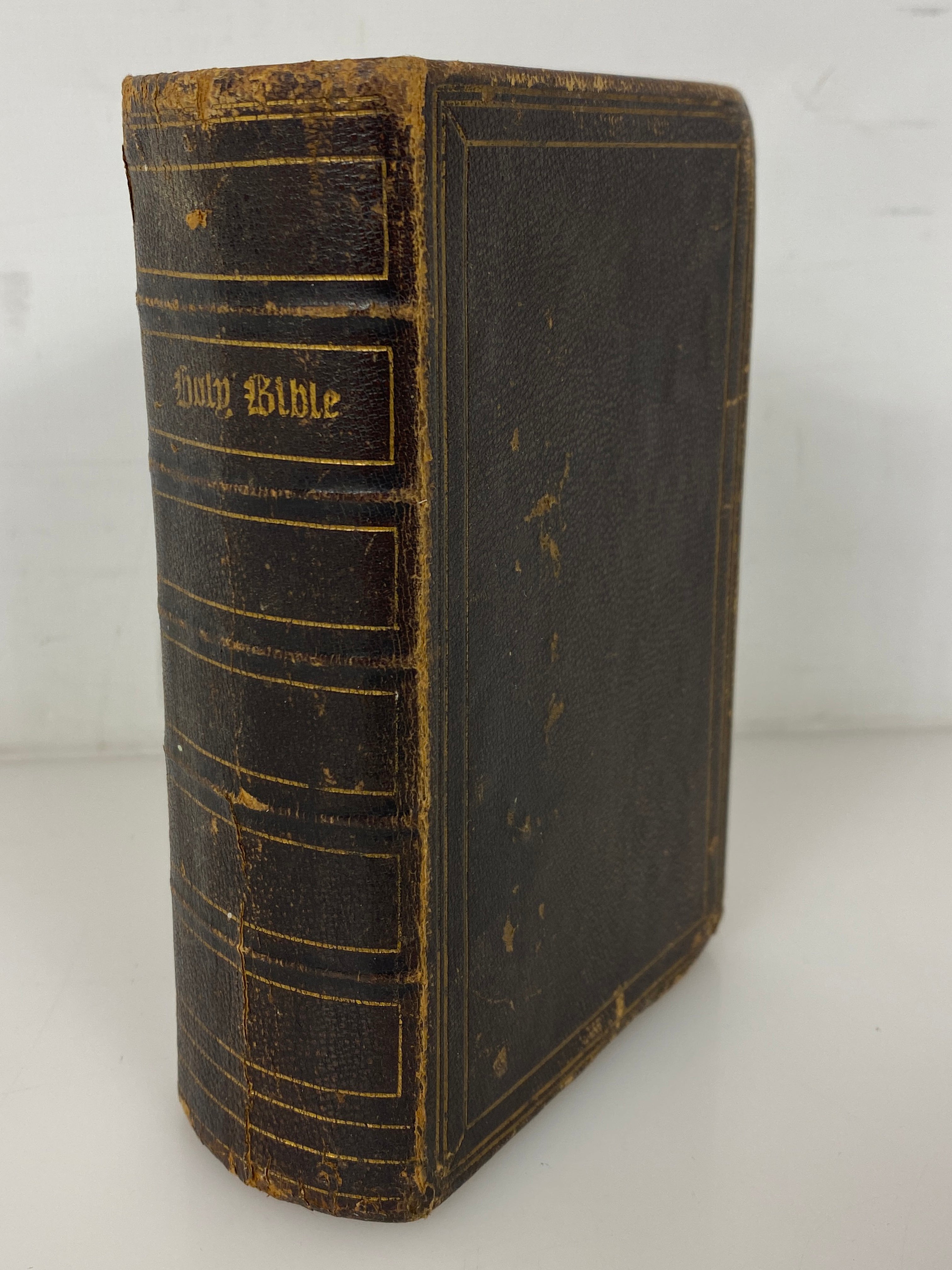 The Holy Bible Old & New Testaments 1856 American Bible Society Antique HC