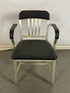 Metal Chair with Black Leather Upholstery