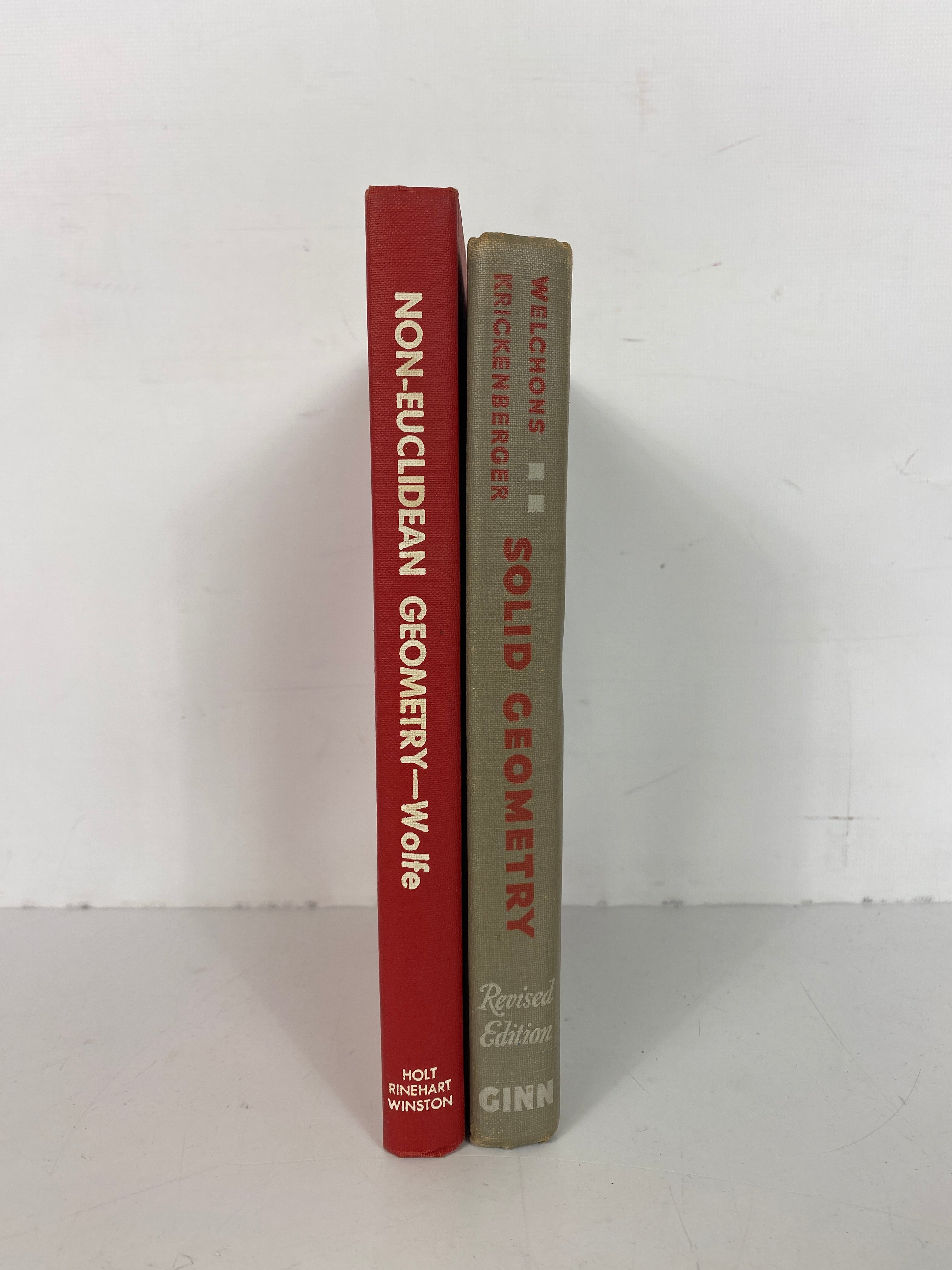 2 Vintage Textbooks: Solid Geometry/Non-Euclidean Geometry 1945-50 HC