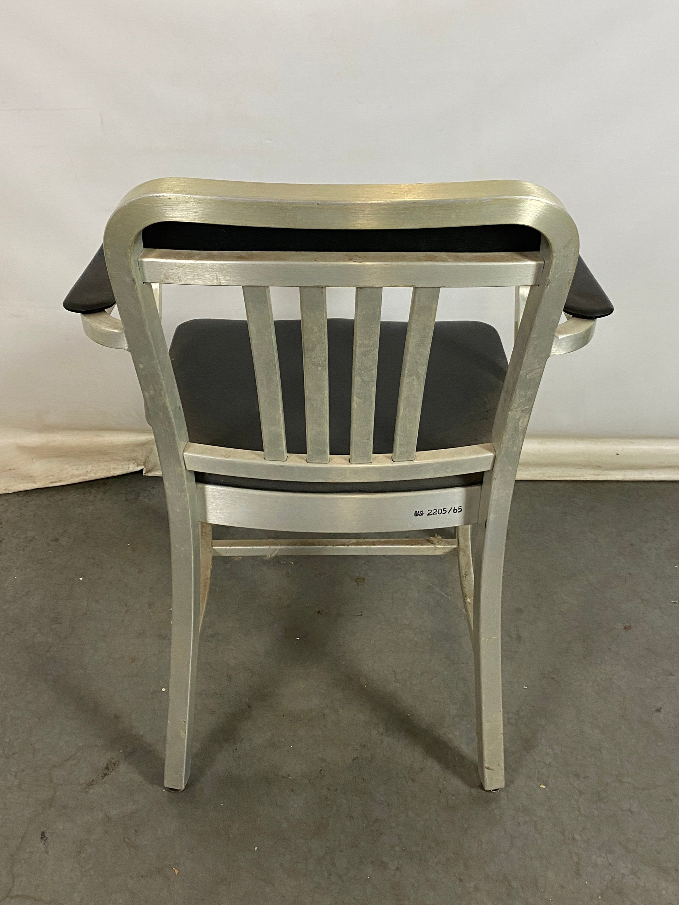 Metal Chair with Black Leather Upholstery