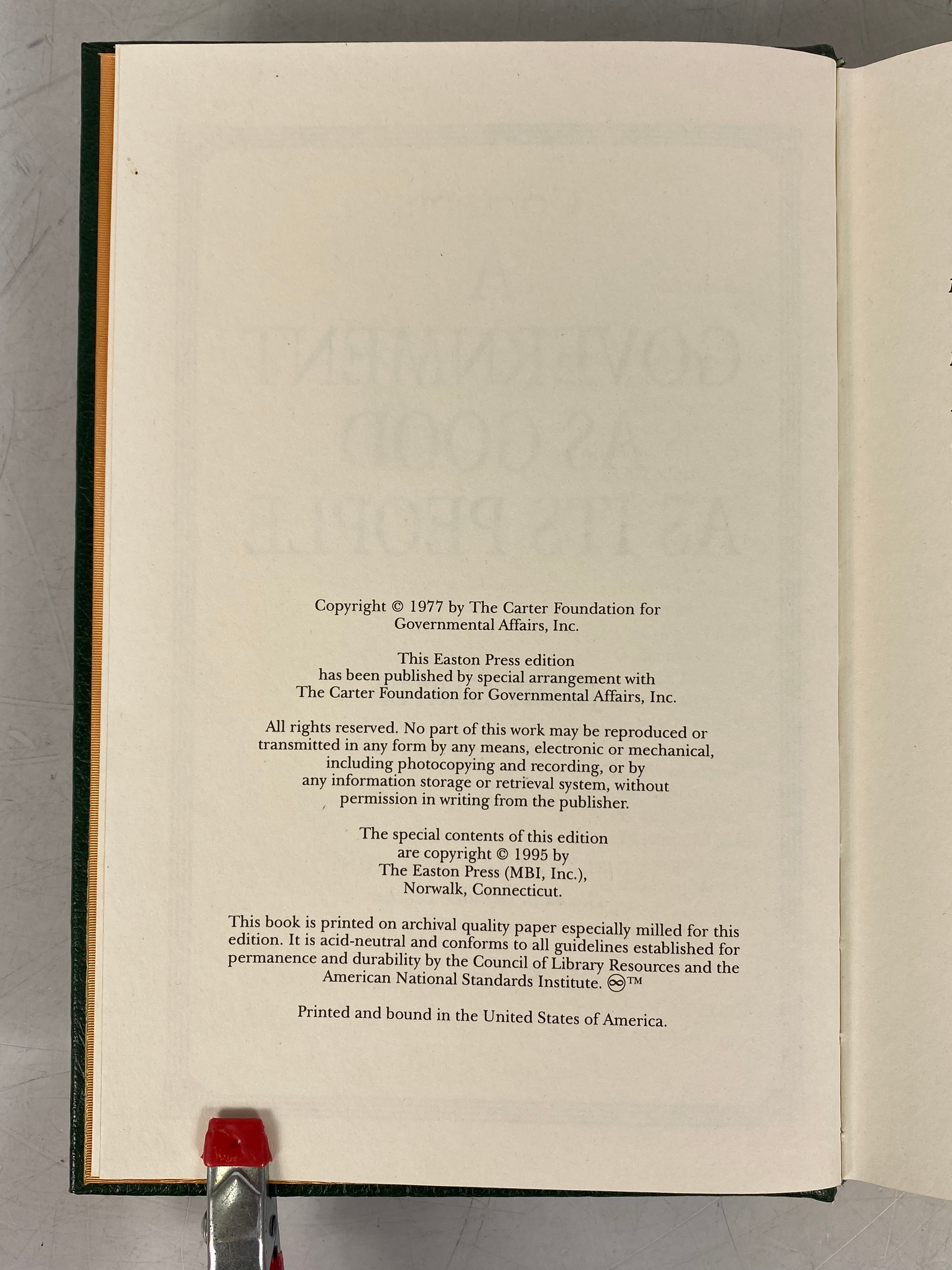 7 Volume Set: Jimmy Carter Selected Writings Easton Press Signed Leather Bound