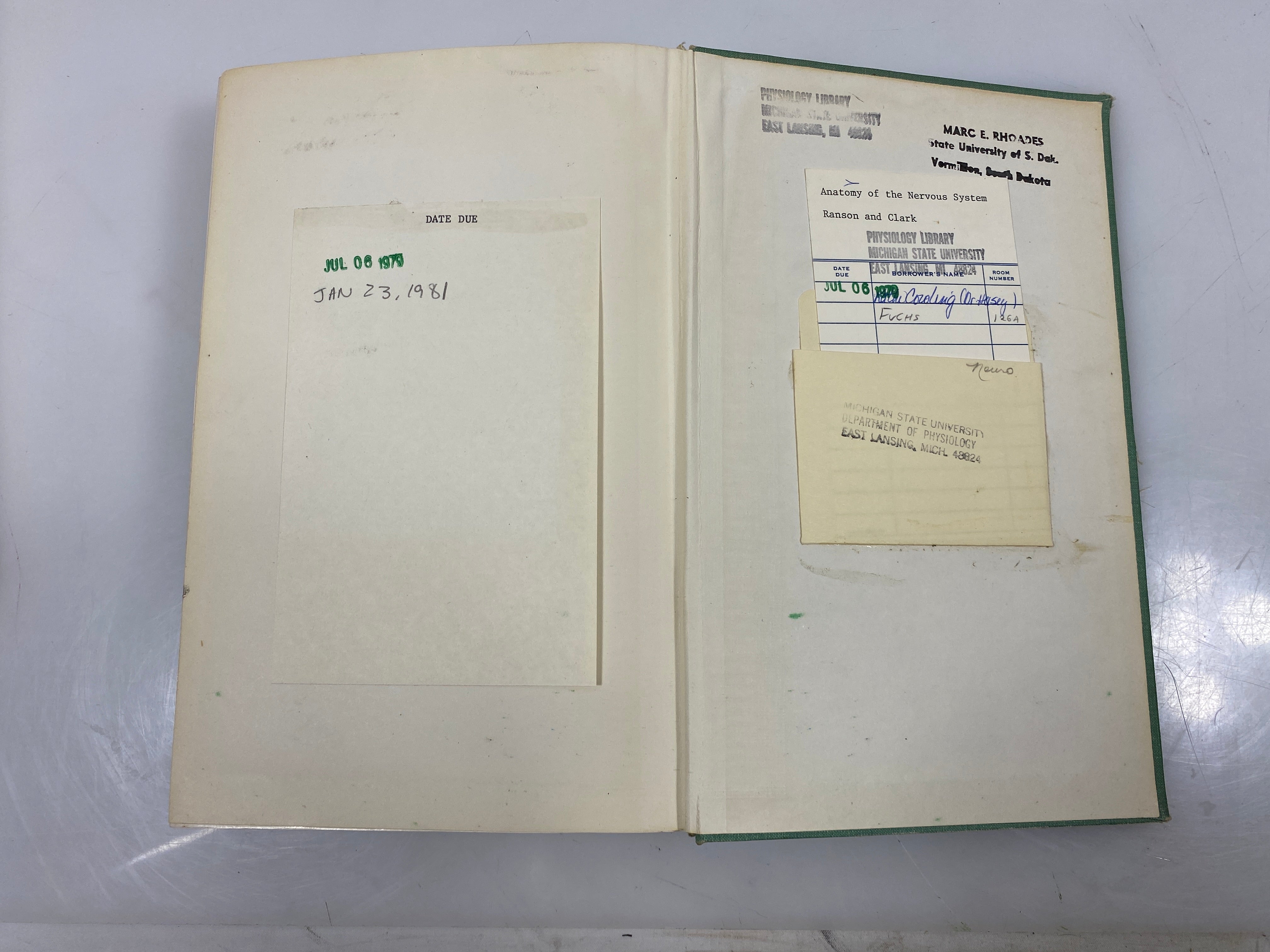 The Anatomy of the Nervous System by Ranson/Clark Ex-Library 1959 HC