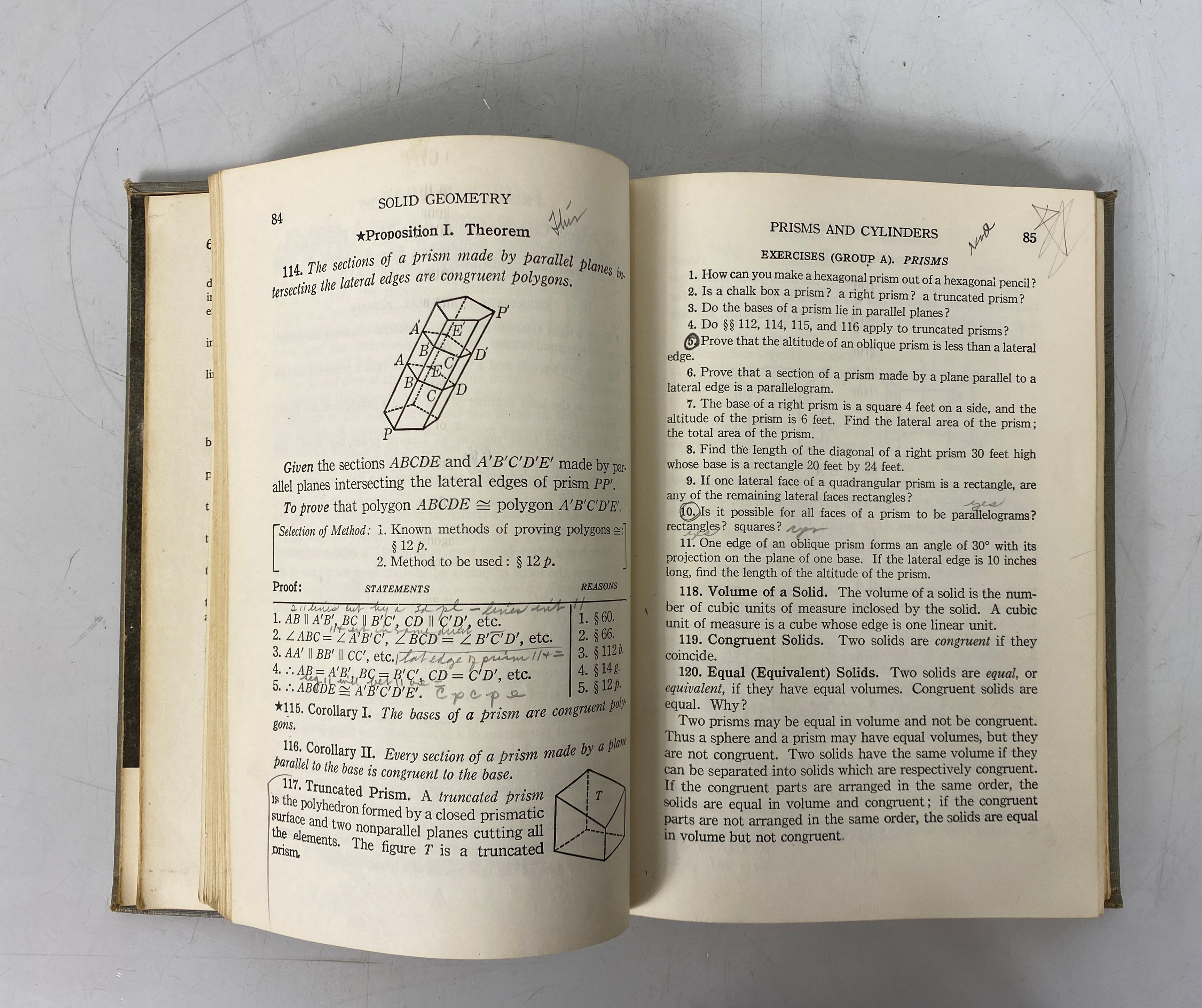 2 Vintage Textbooks: Solid Geometry/Non-Euclidean Geometry 1945-50 HC