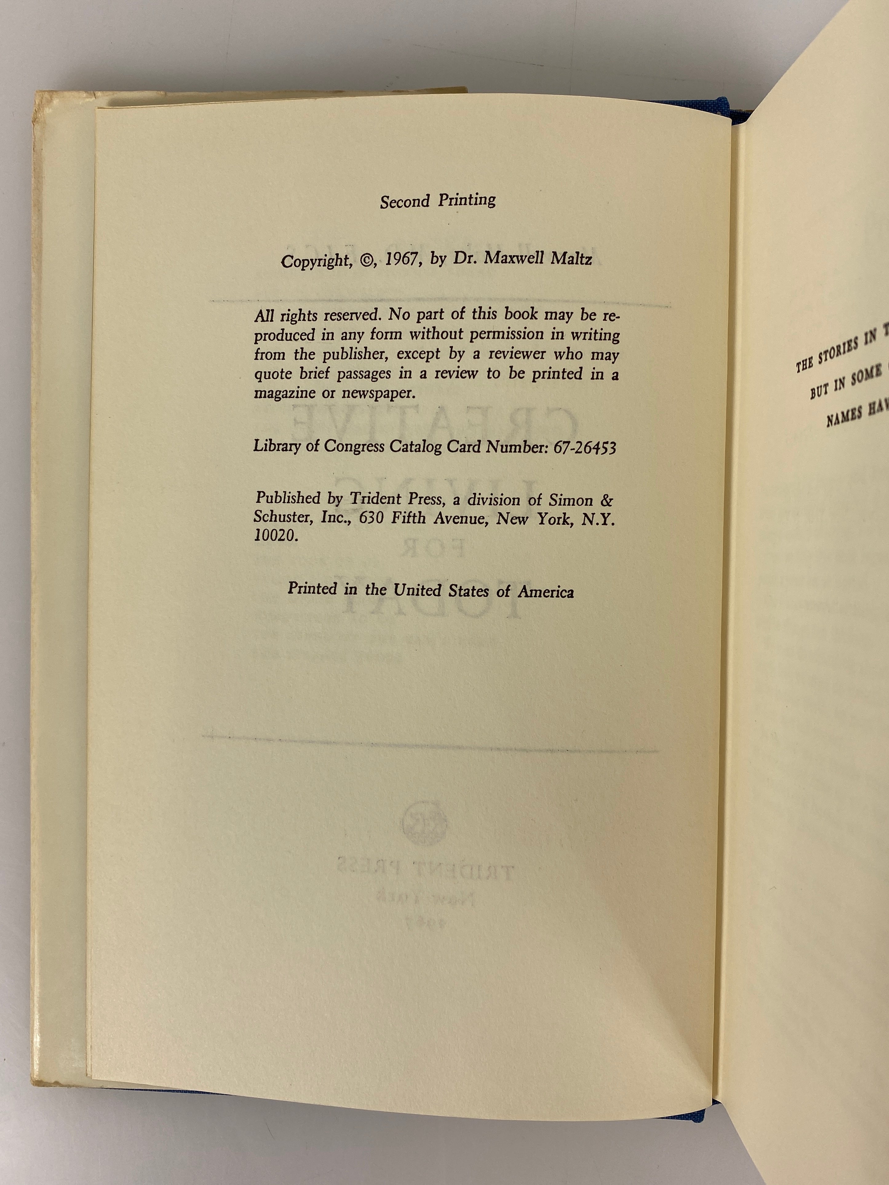 Creative Living for Today Maxwell Maltz Psycho-Cybernetics 1967 2nd Print HCDJ