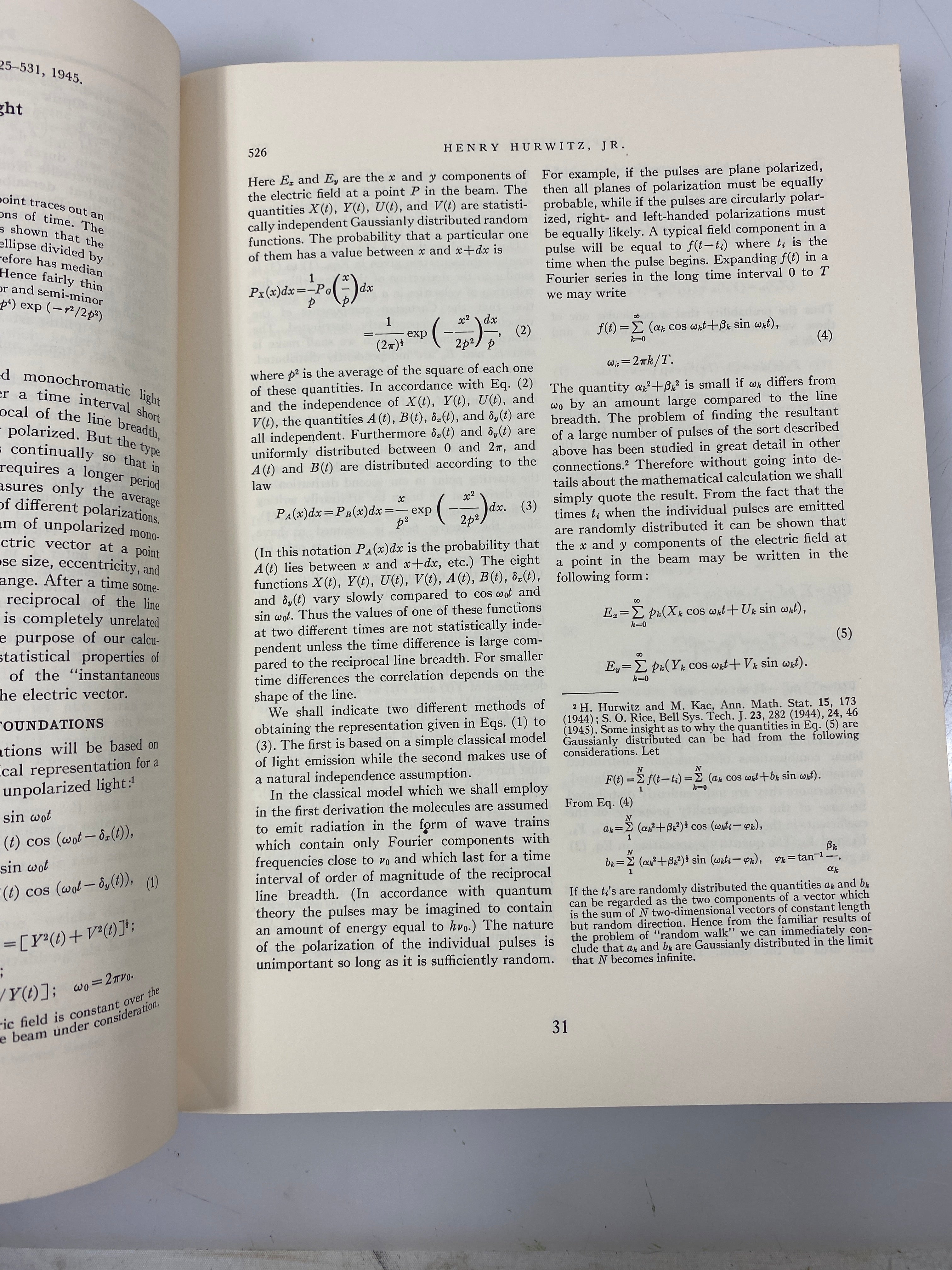 Selected Papers on Coherence and Fluctuations of Light Mandel/Wolf Ex-library PB
