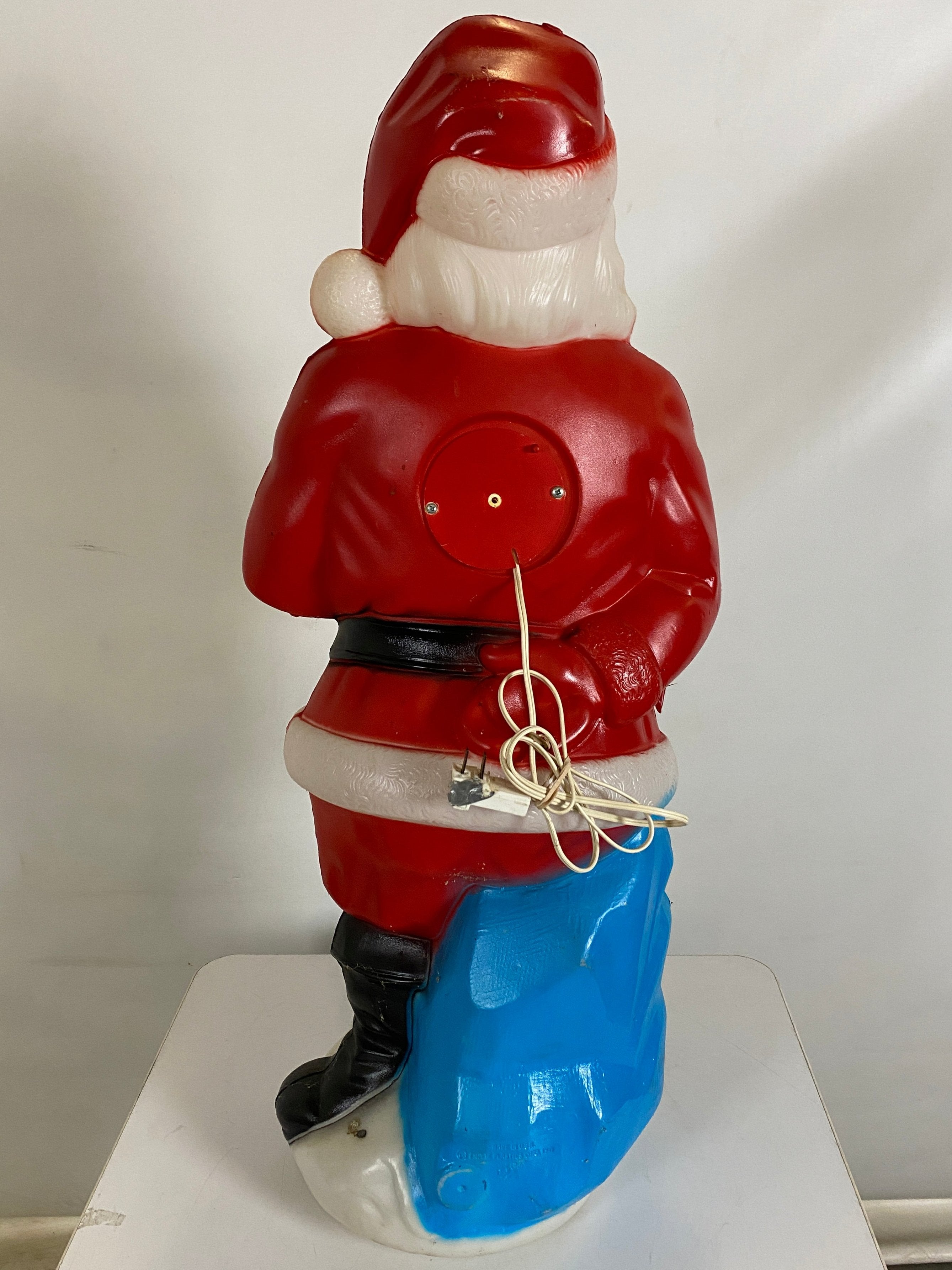 1971 Santa with Blue Present 33" Plastic Blow Mold by Empire Plastic Corp.