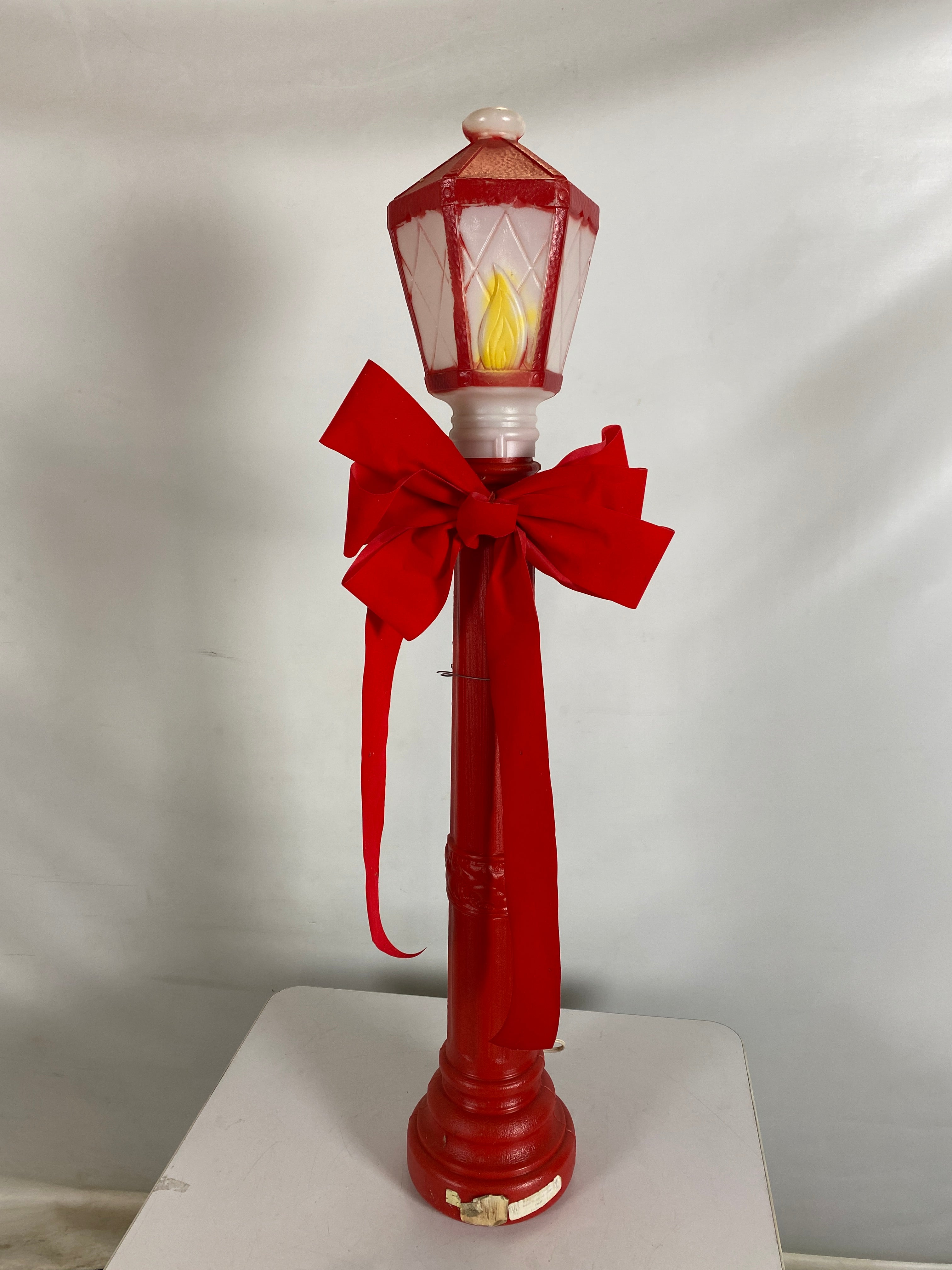 1969 Pair of Red Lamp Posts 38" Plastic Blow Mold by Empire Plastic Corp.