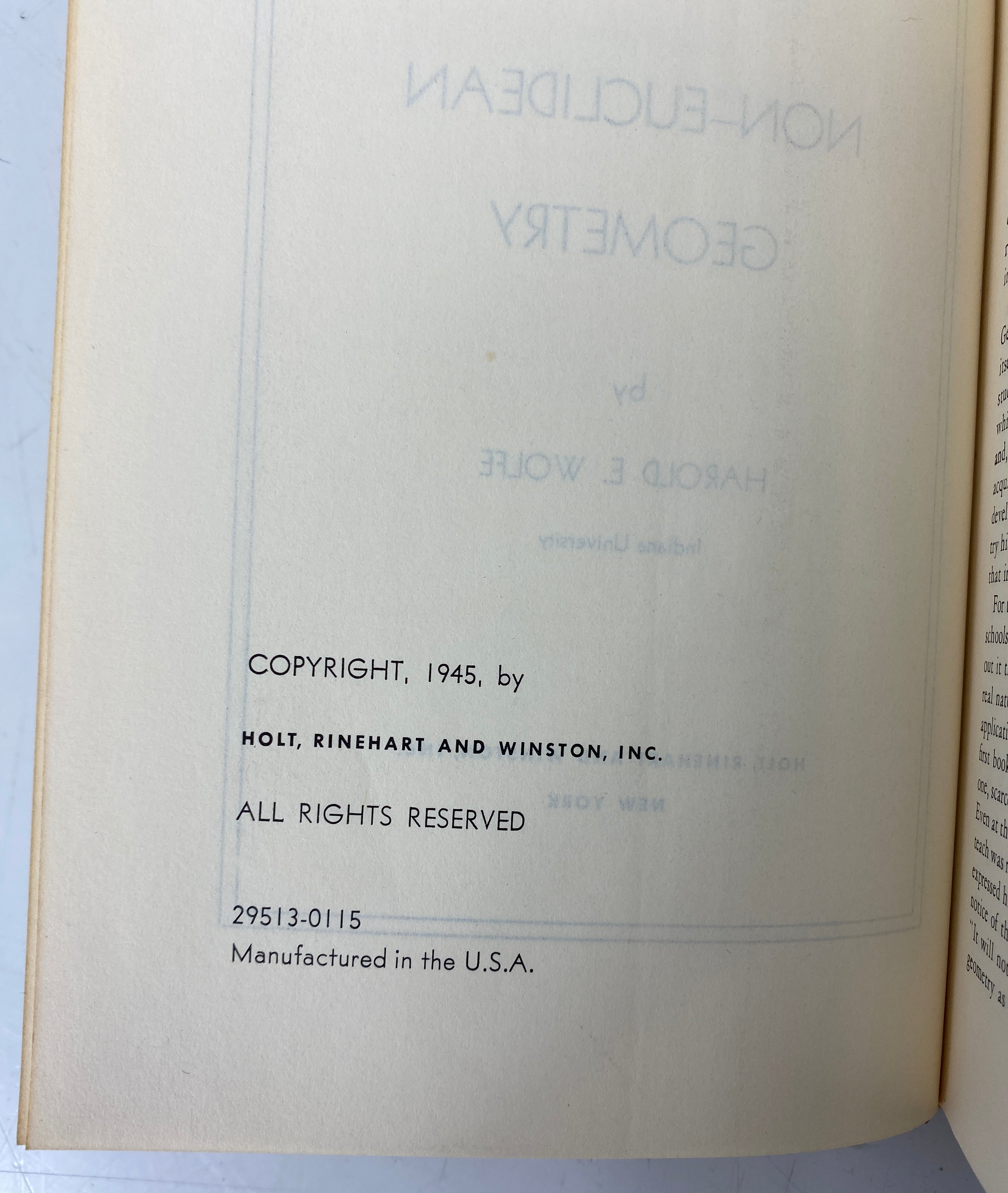 2 Vintage Textbooks: Solid Geometry/Non-Euclidean Geometry 1945-50 HC