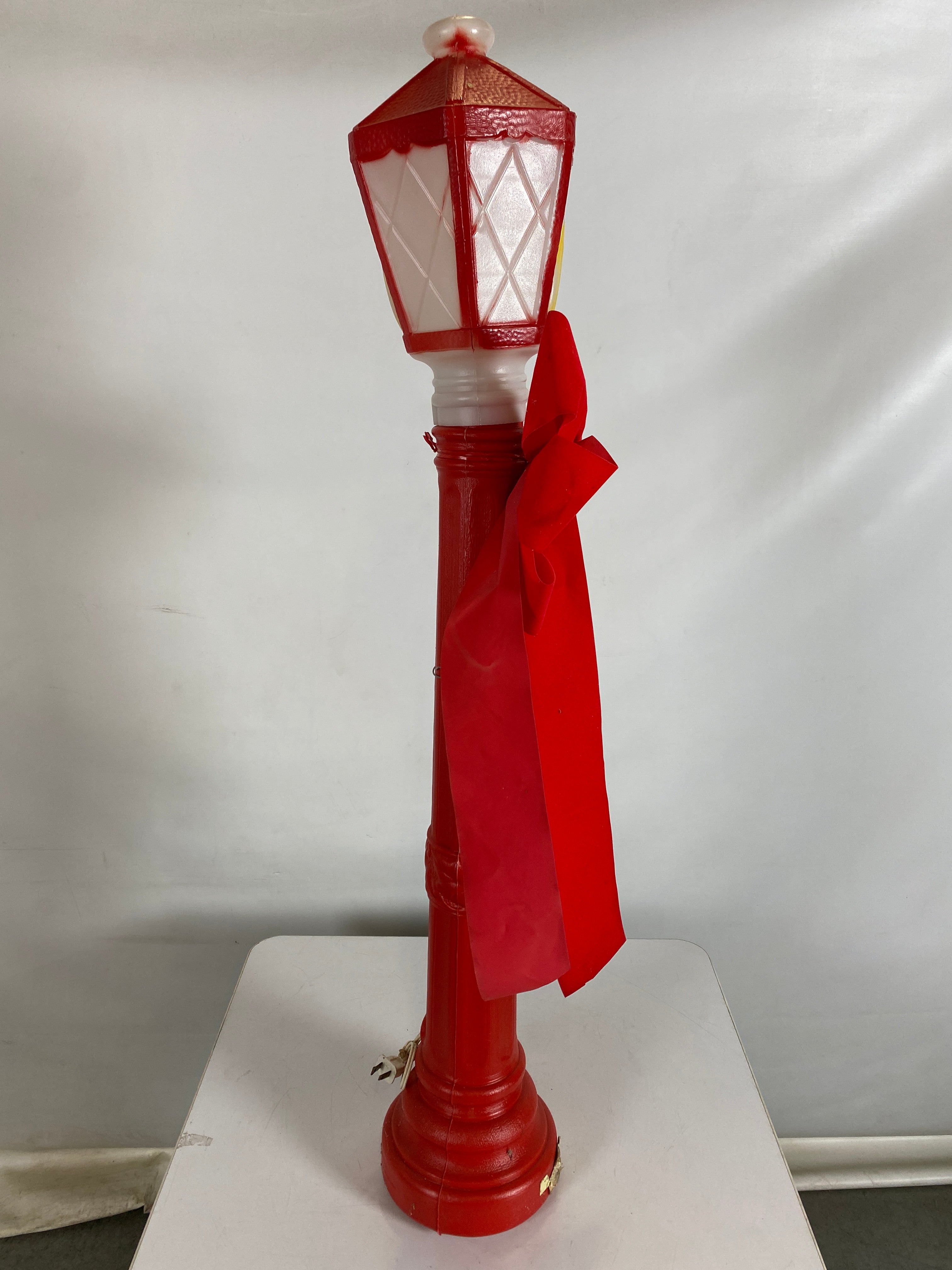 1969 Pair of Red Lamp Posts 38" Plastic Blow Mold by Empire Plastic Corp.