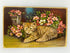 Antique Cat with Flowers Postcard Embossed Gold Border & "My Companion" c1910's
